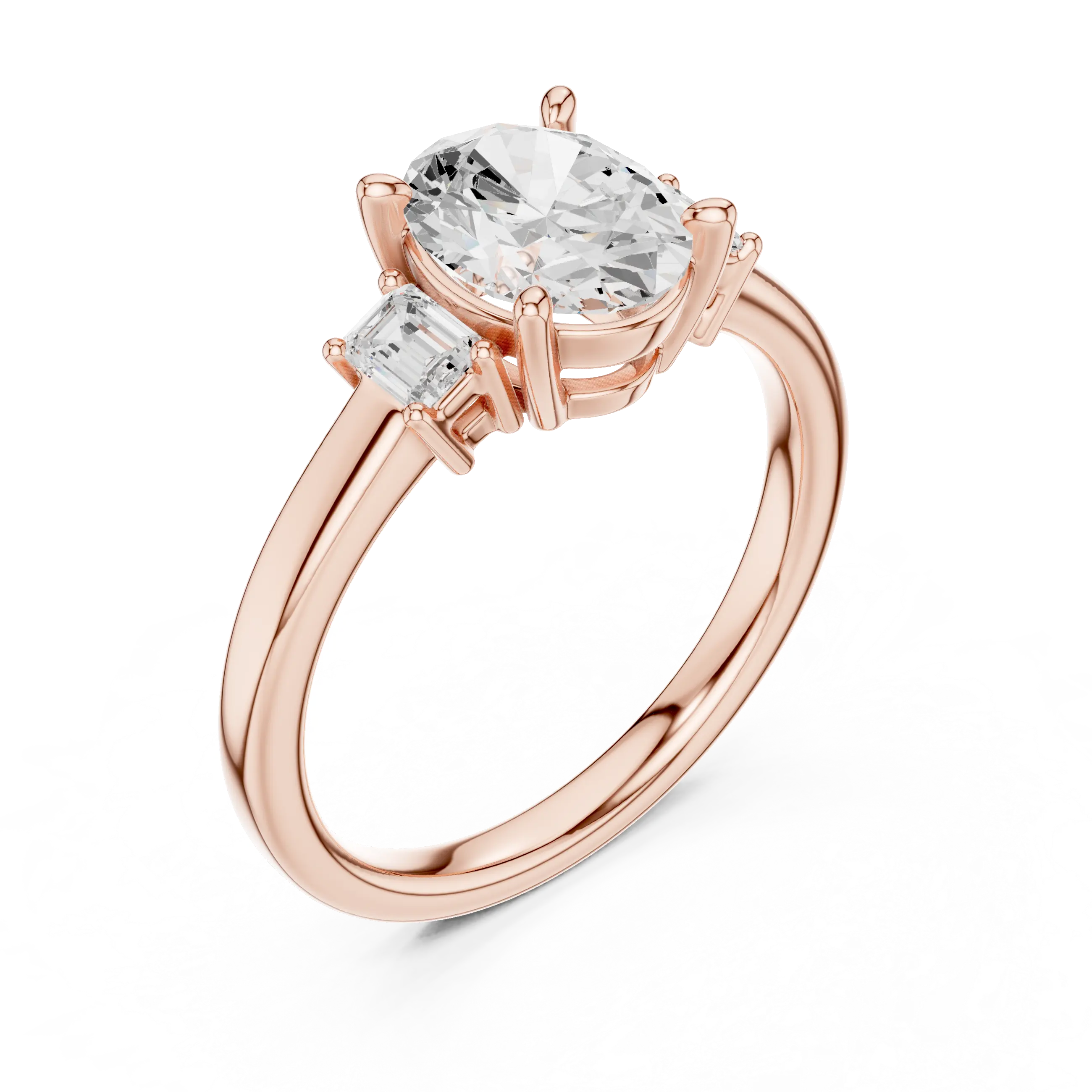 MJR086 - Classic Three Stone Oval Gemstone Bridal Ring