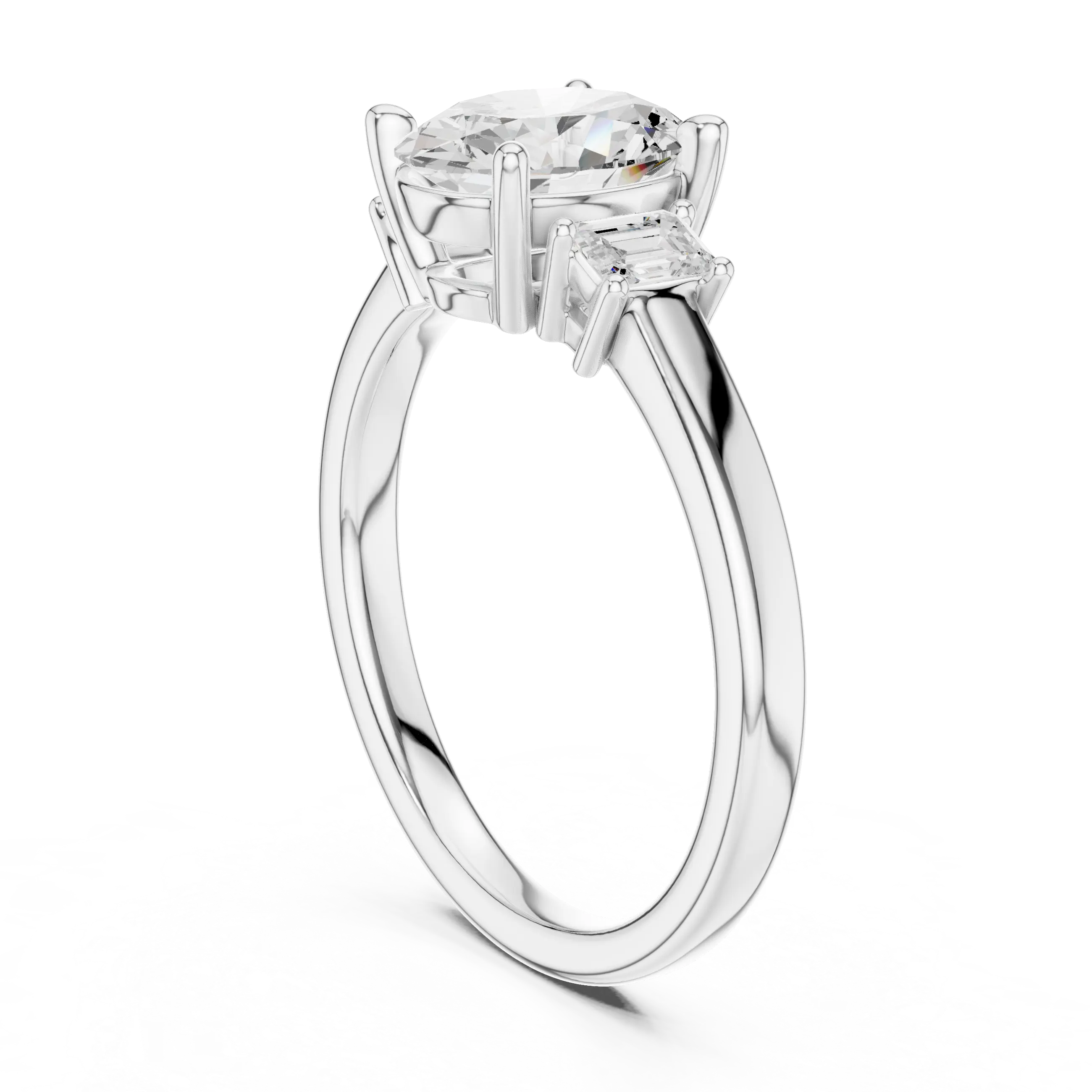 MJR086 - Classic Three Stone Oval Gemstone Bridal Ring