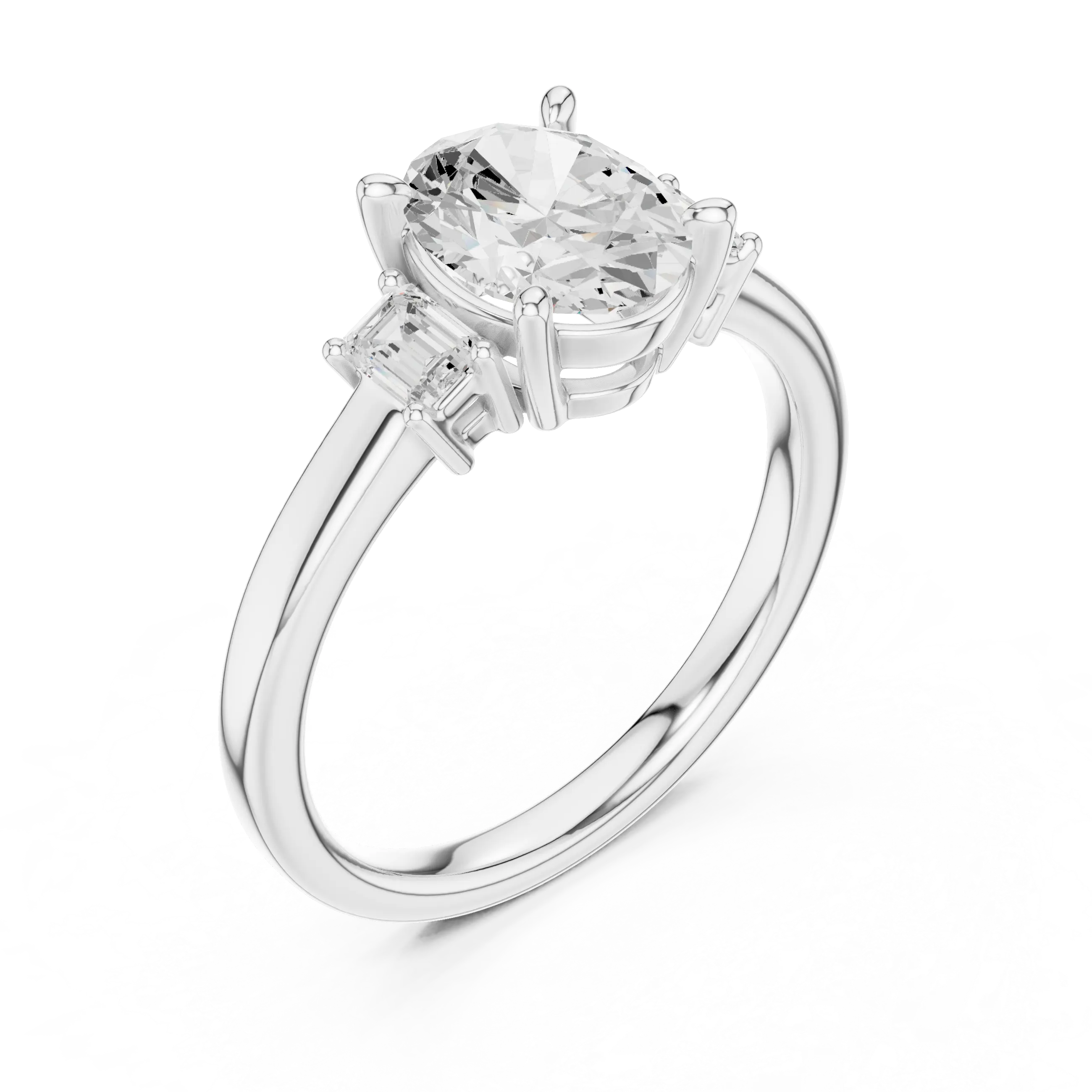MJR086 - Classic Three Stone Oval Gemstone Bridal Ring