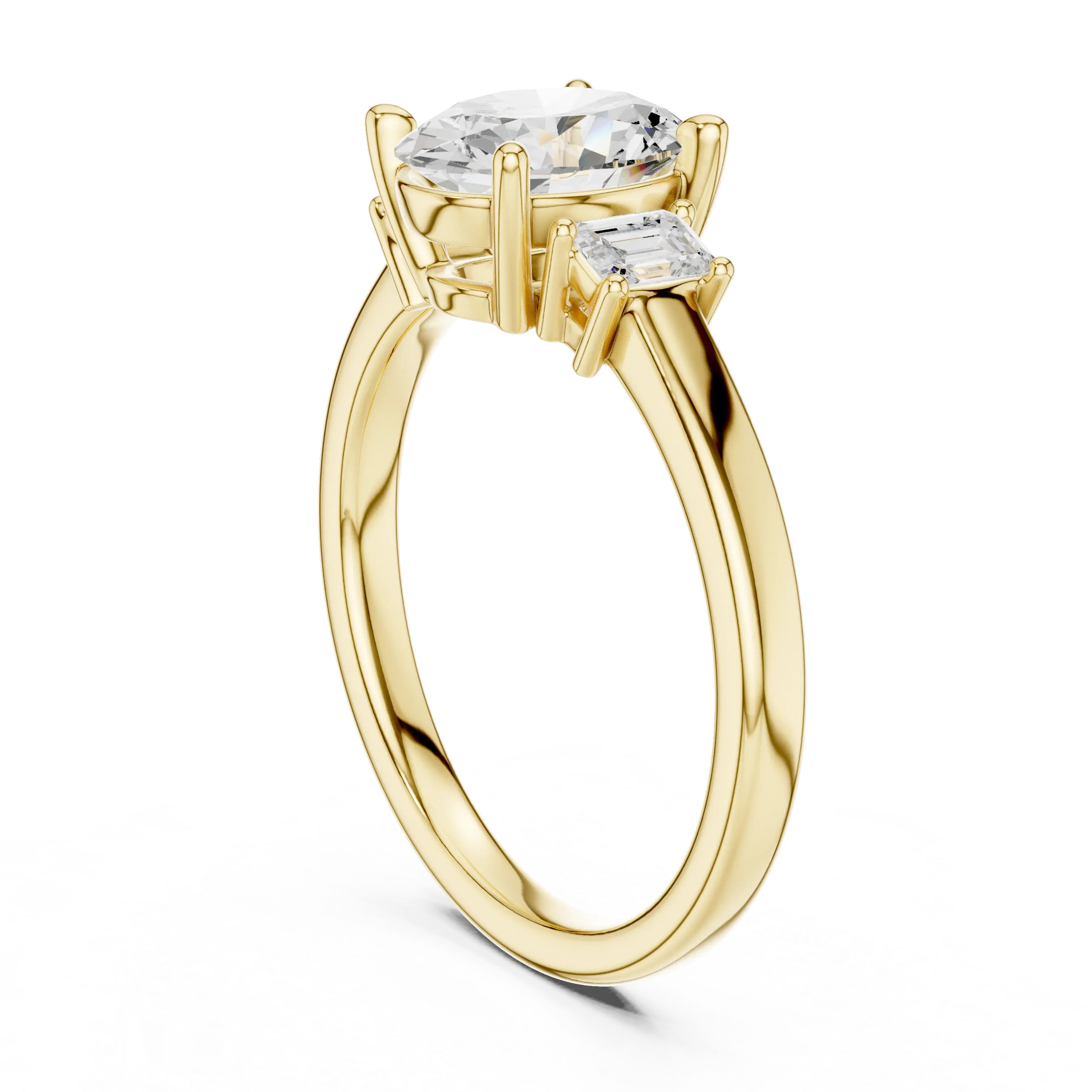 MJR086 - Classic Three Stone Oval Gemstone Bridal Ring
