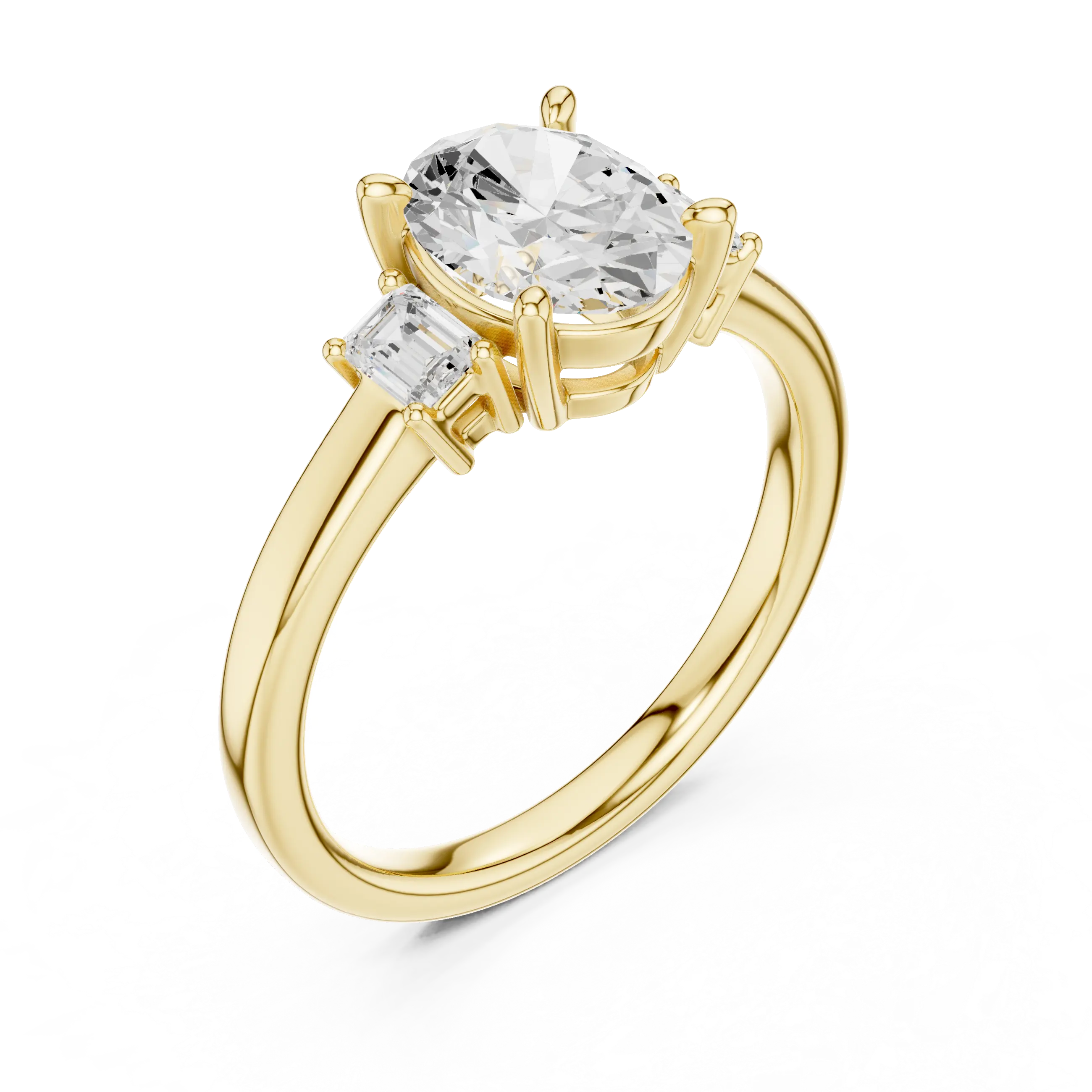 MJR086 - Classic Three Stone Oval Gemstone Bridal Ring