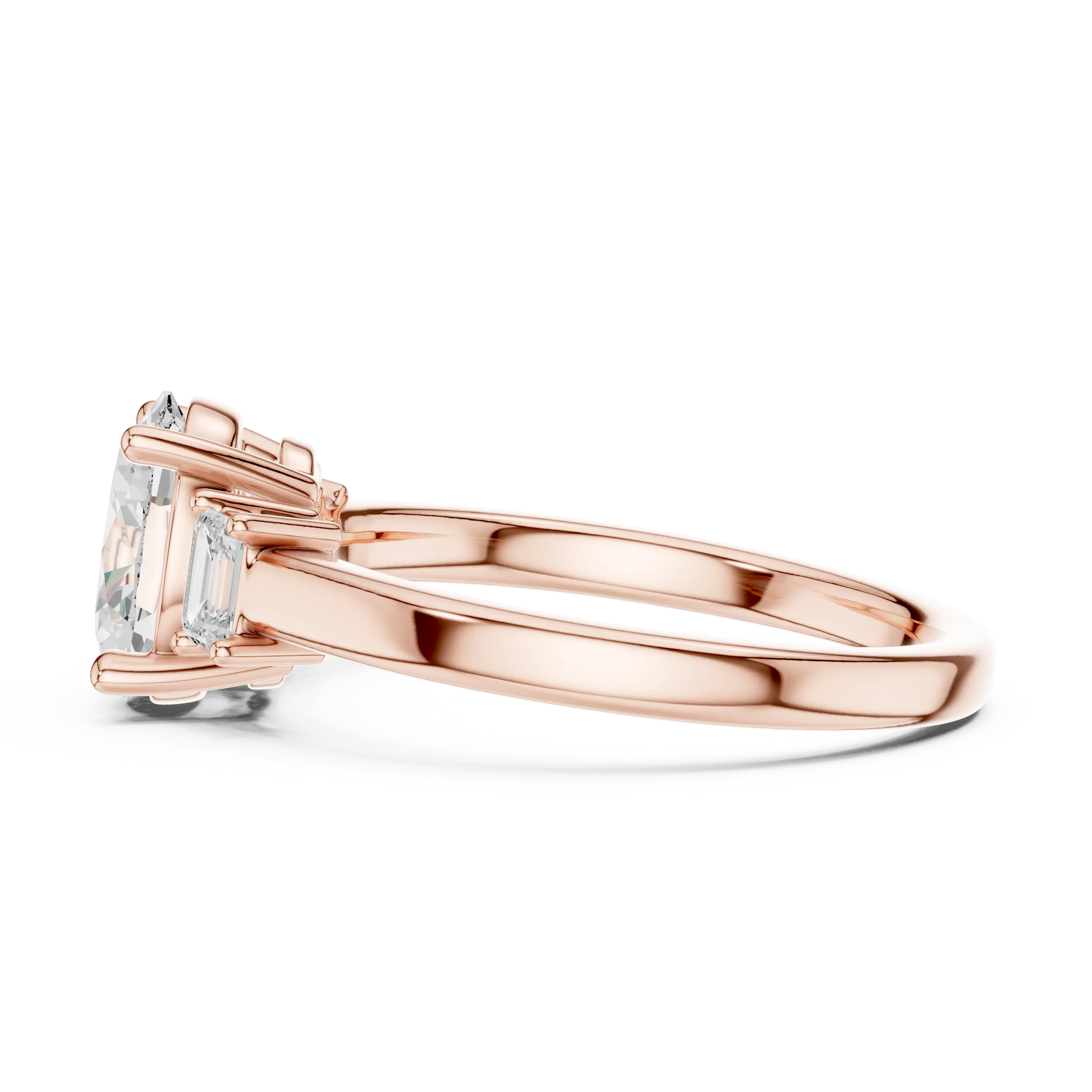 MJR086 - Classic Three Stone Oval Gemstone Bridal Ring