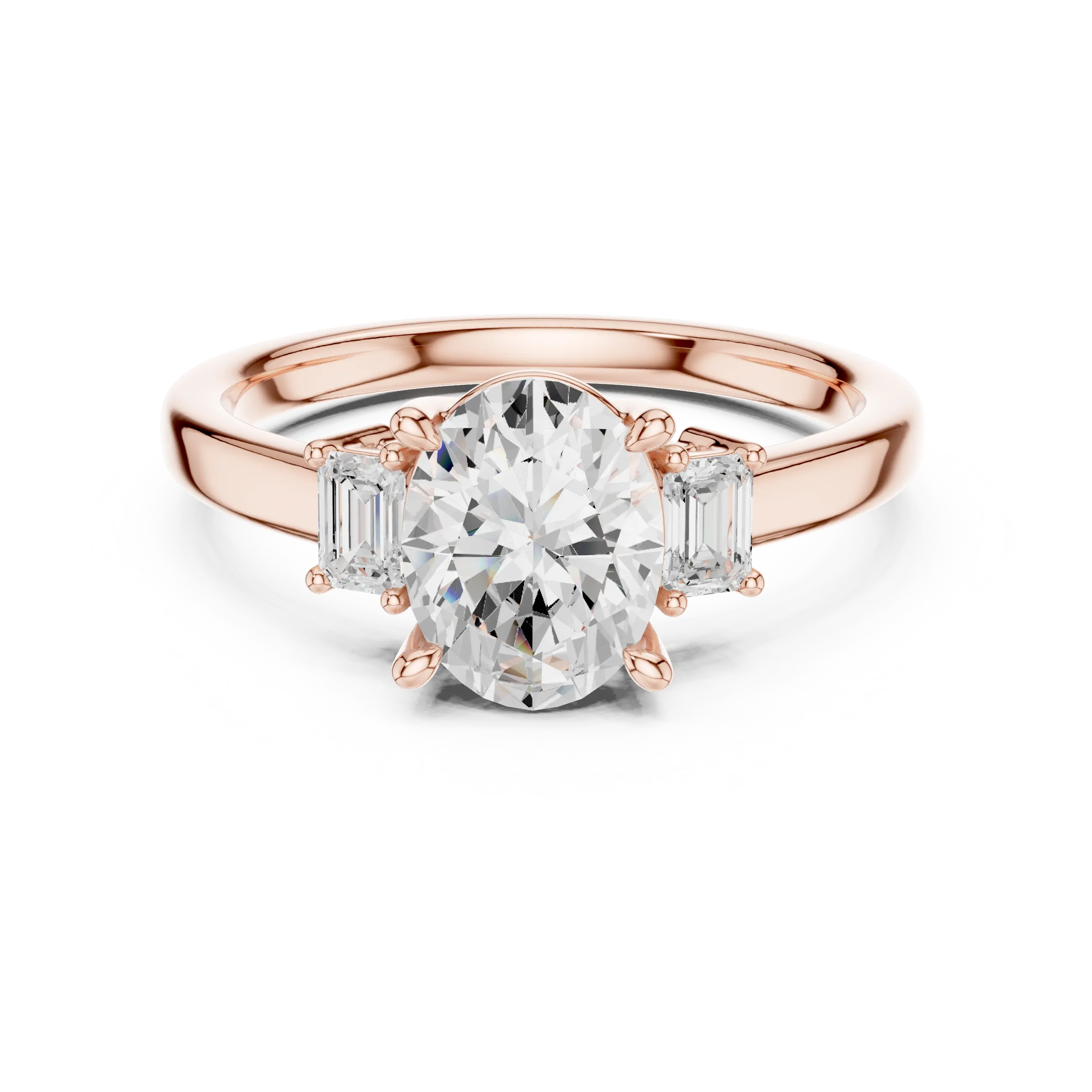 MJR086 - Classic Three Stone Oval Gemstone Bridal Ring
