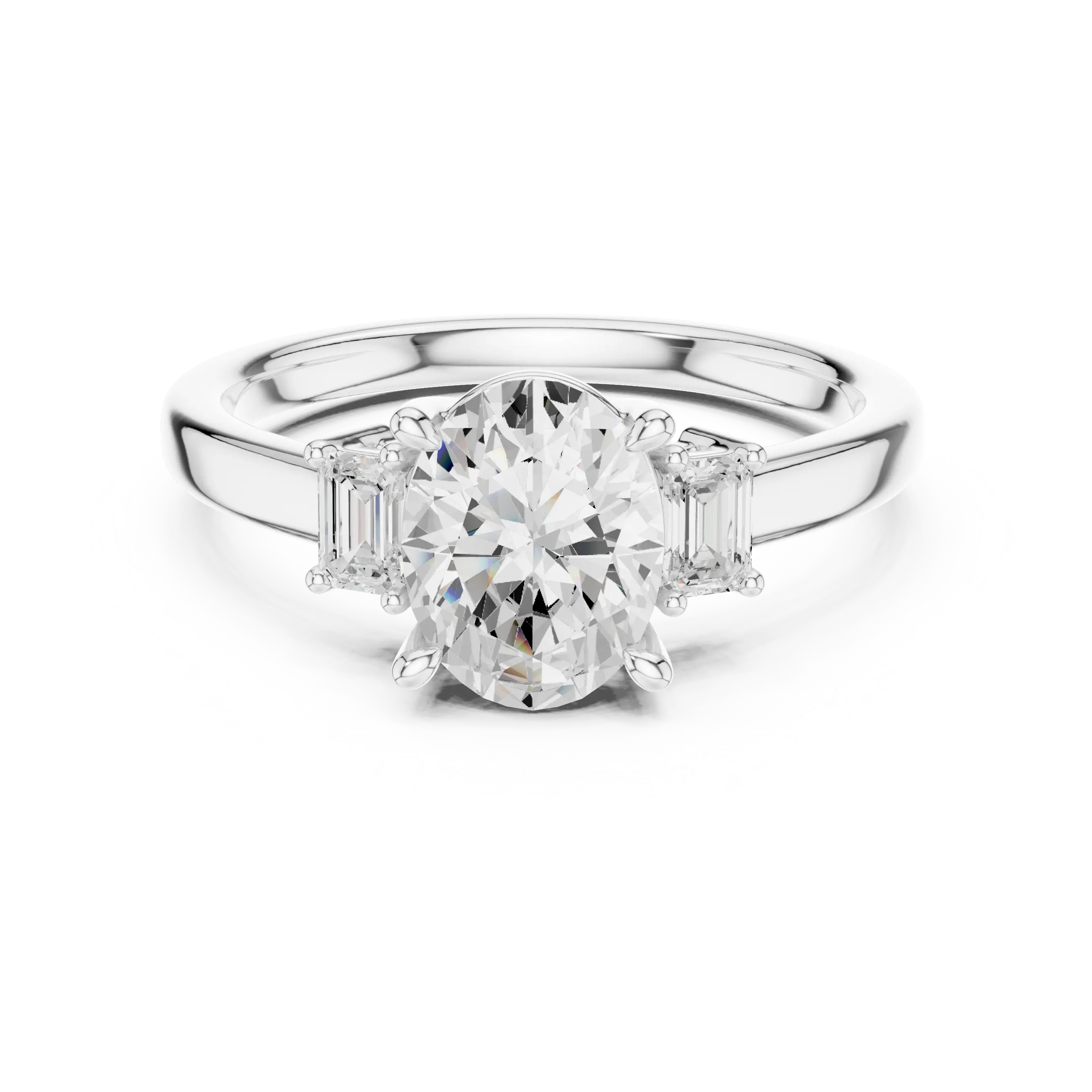 MJR086 - Classic Three Stone Oval Gemstone Bridal Ring