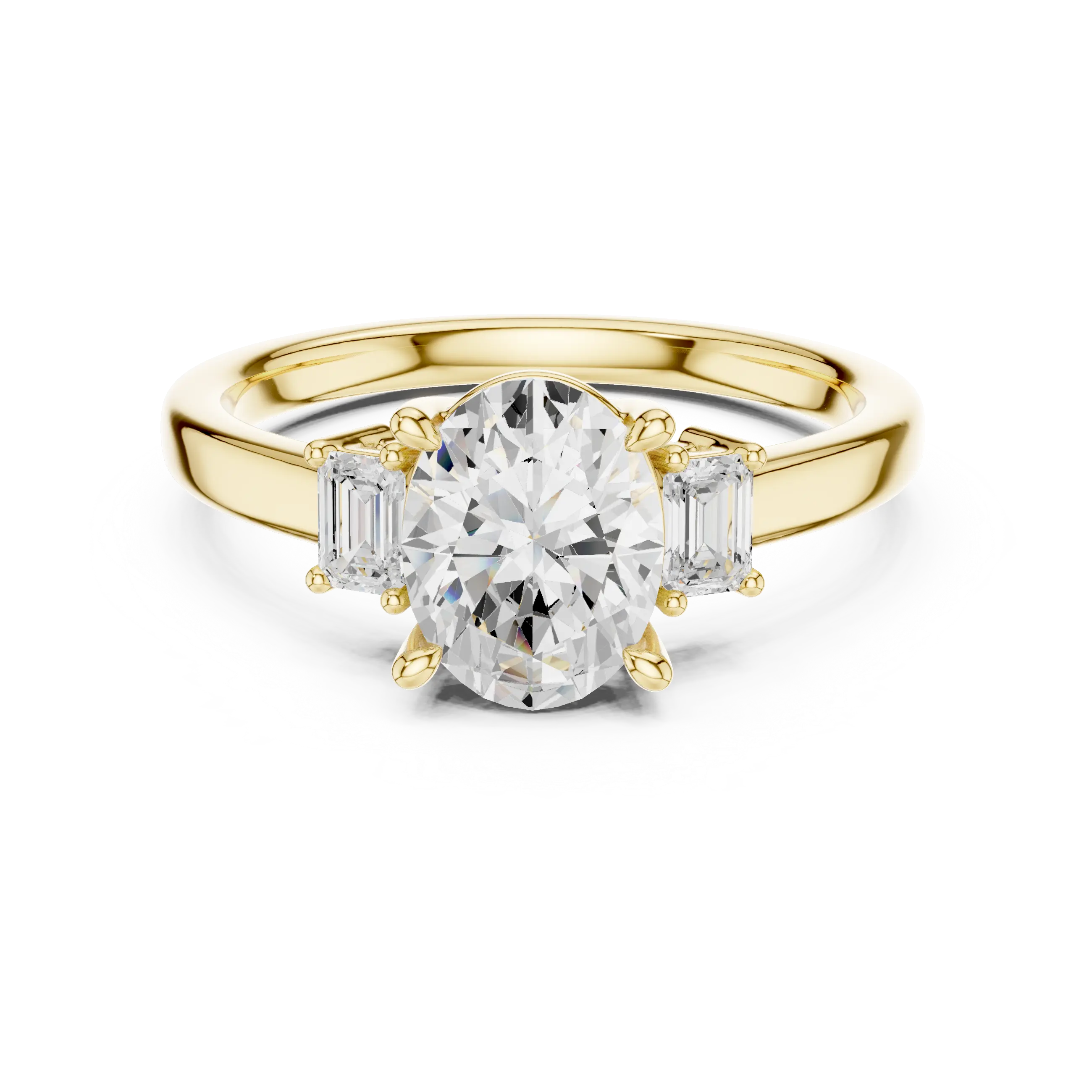MJR086 - Classic Three Stone Oval Gemstone Bridal Ring