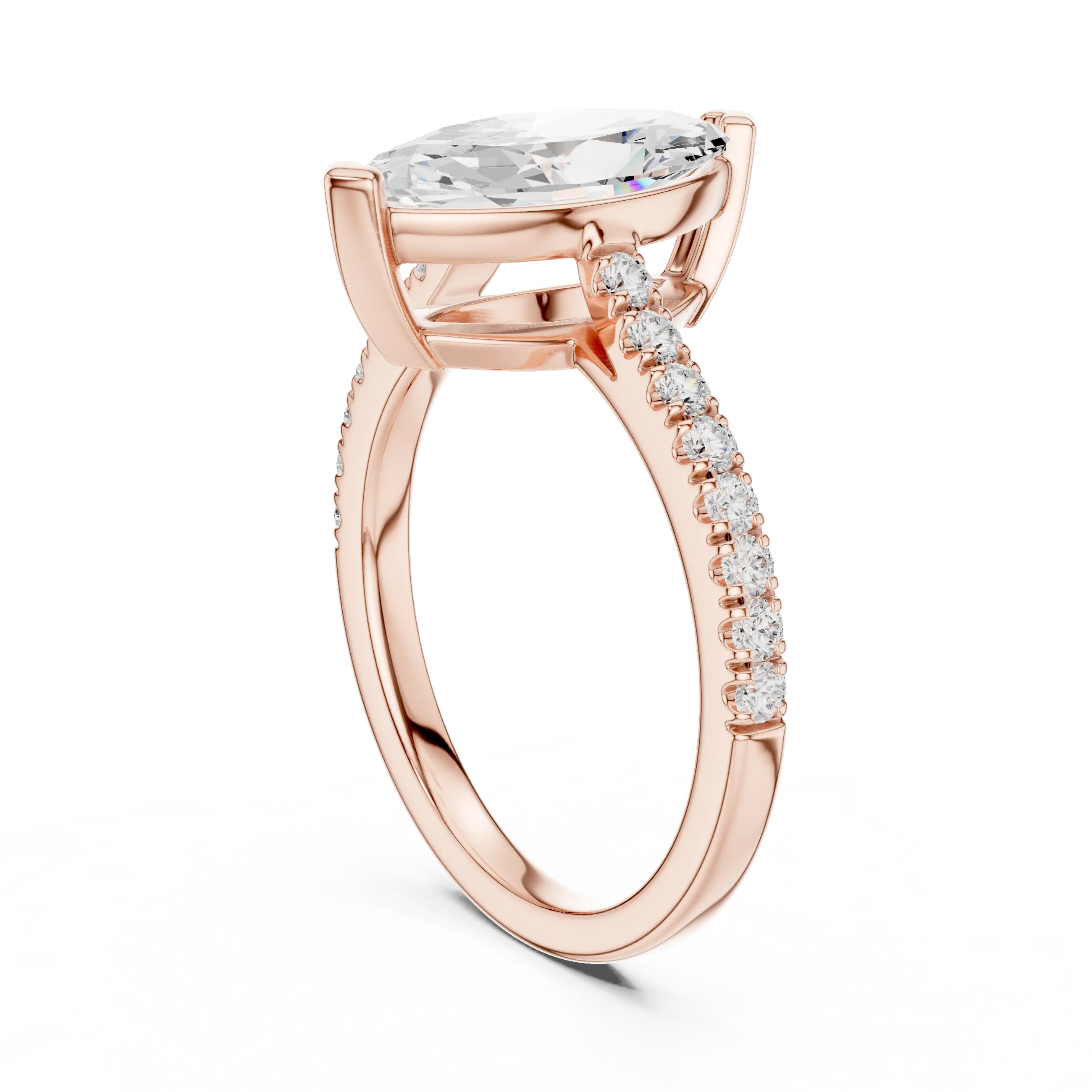 MJR085 - Micro-Pavé Band Three Stone Radiant Cut Bridal Ring