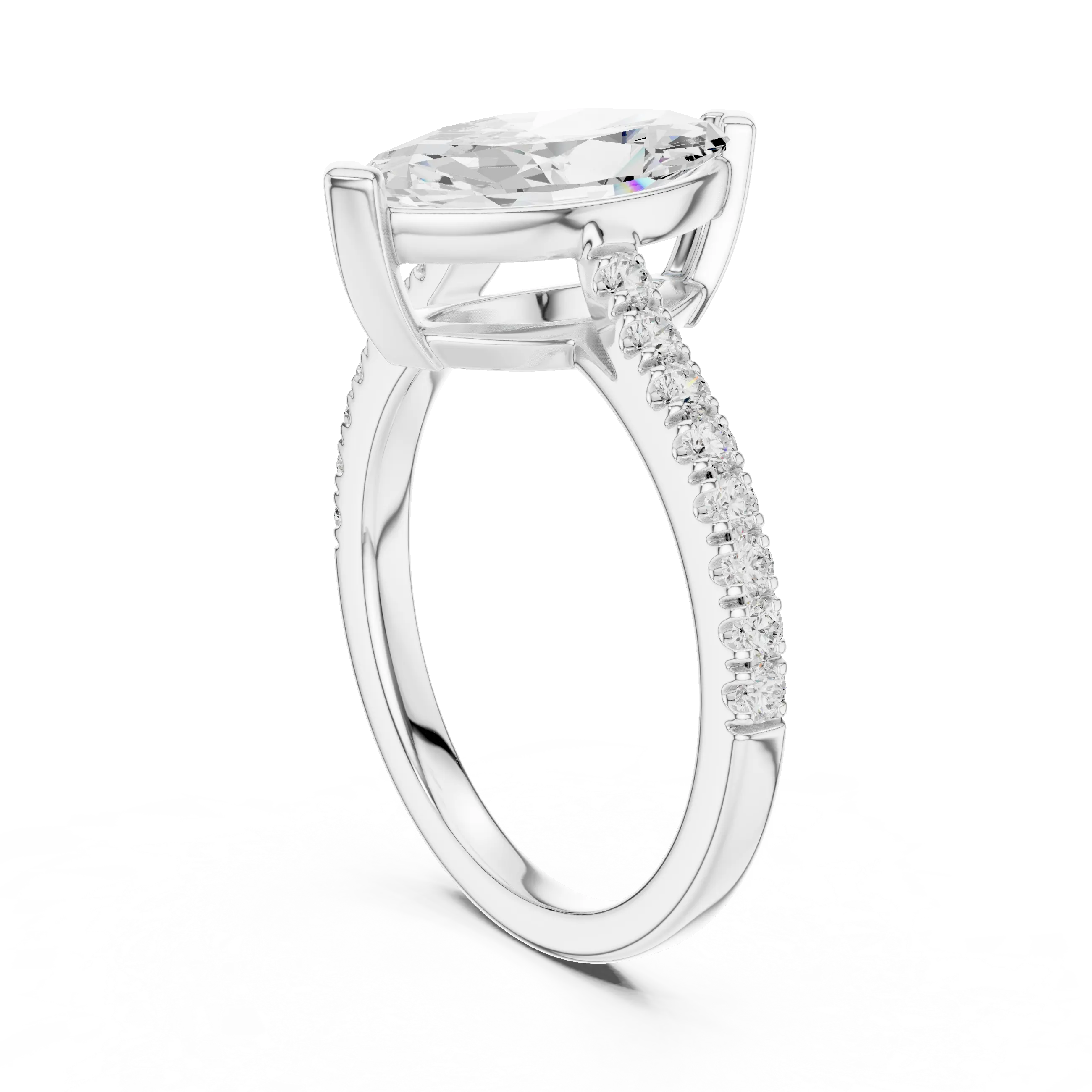MJR085 - Micro-Pavé Band Three Stone Radiant Cut Bridal Ring
