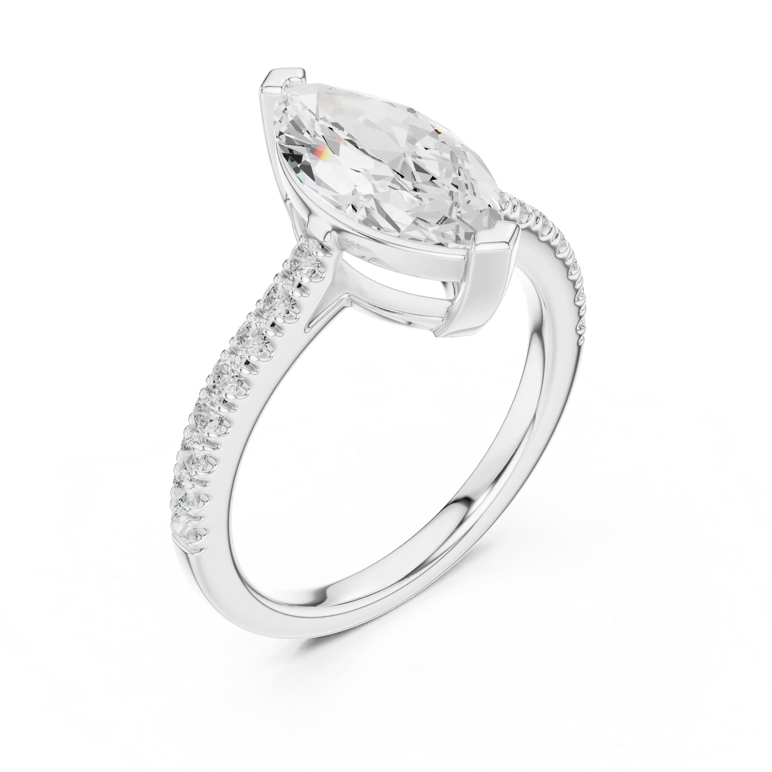 MJR085 - Micro-Pavé Band Three Stone Radiant Cut Bridal Ring