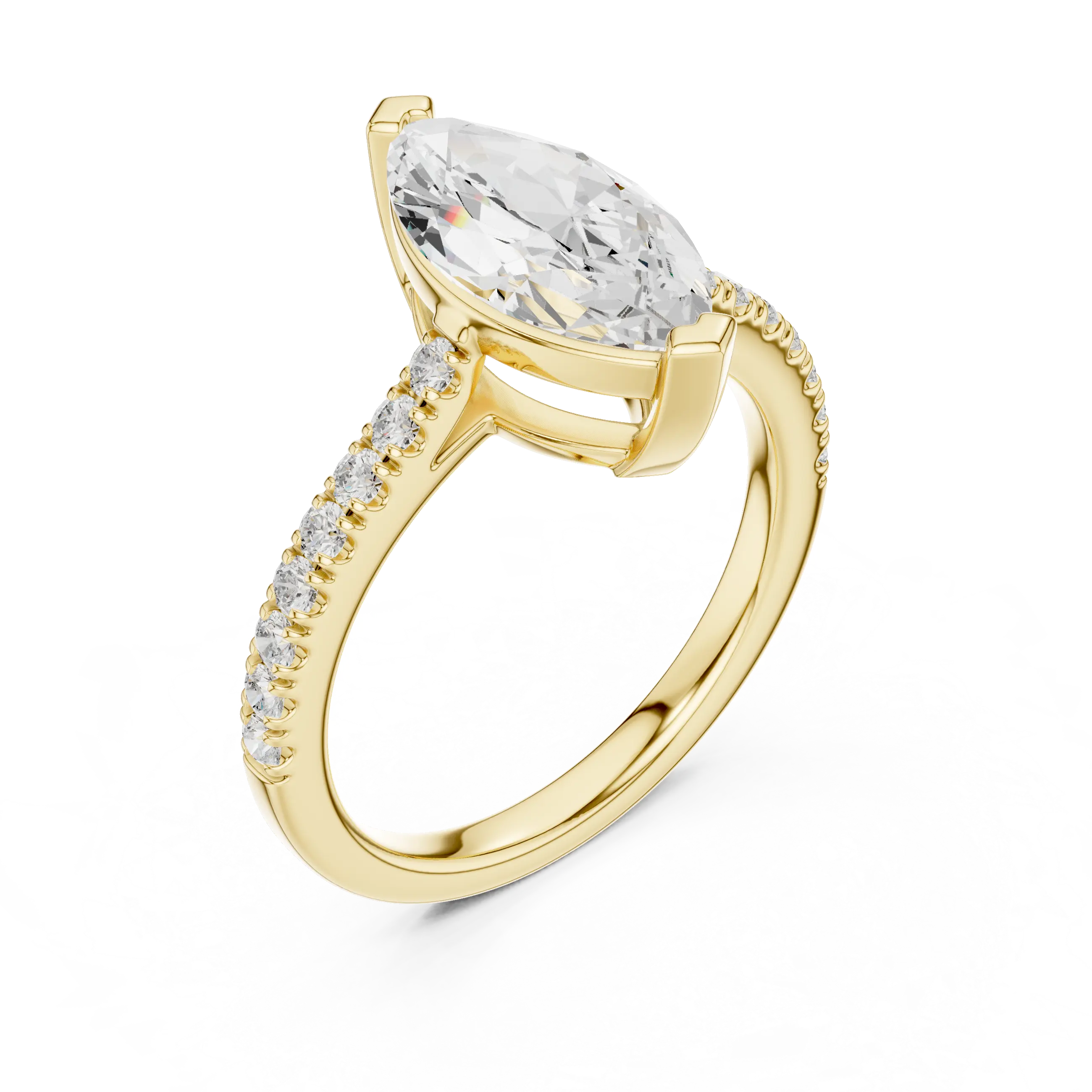 MJR085 - Micro-Pavé Band Three Stone Radiant Cut Bridal Ring