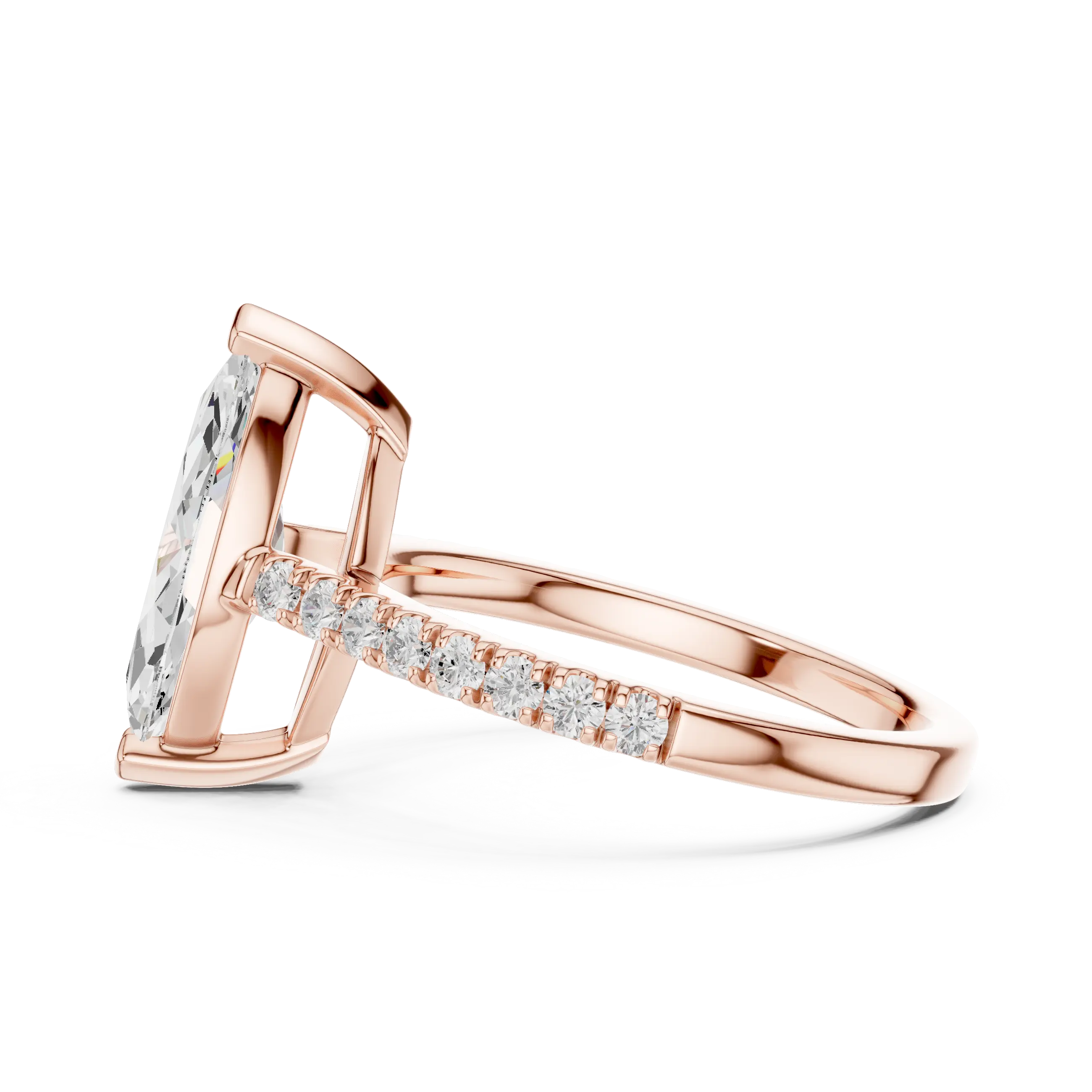 MJR085 - Micro-Pavé Band Three Stone Radiant Cut Bridal Ring