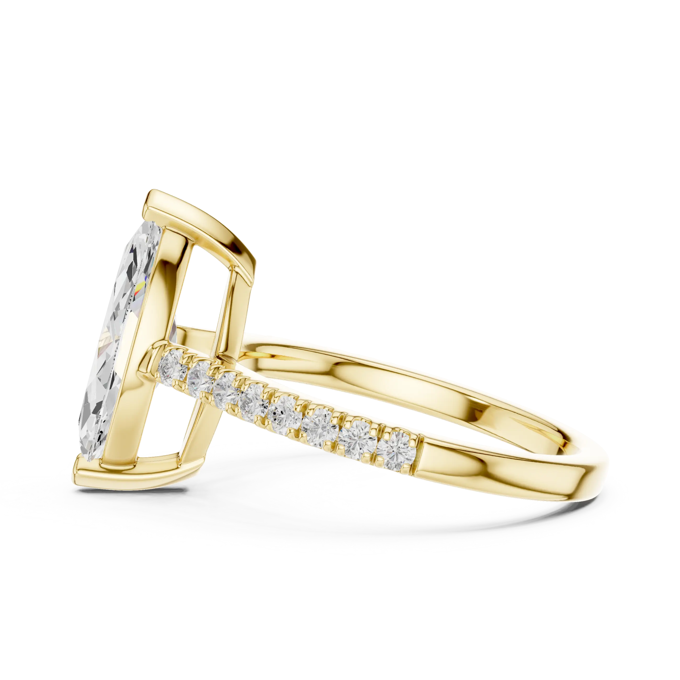MJR085 - Micro-Pavé Band Three Stone Radiant Cut Bridal Ring