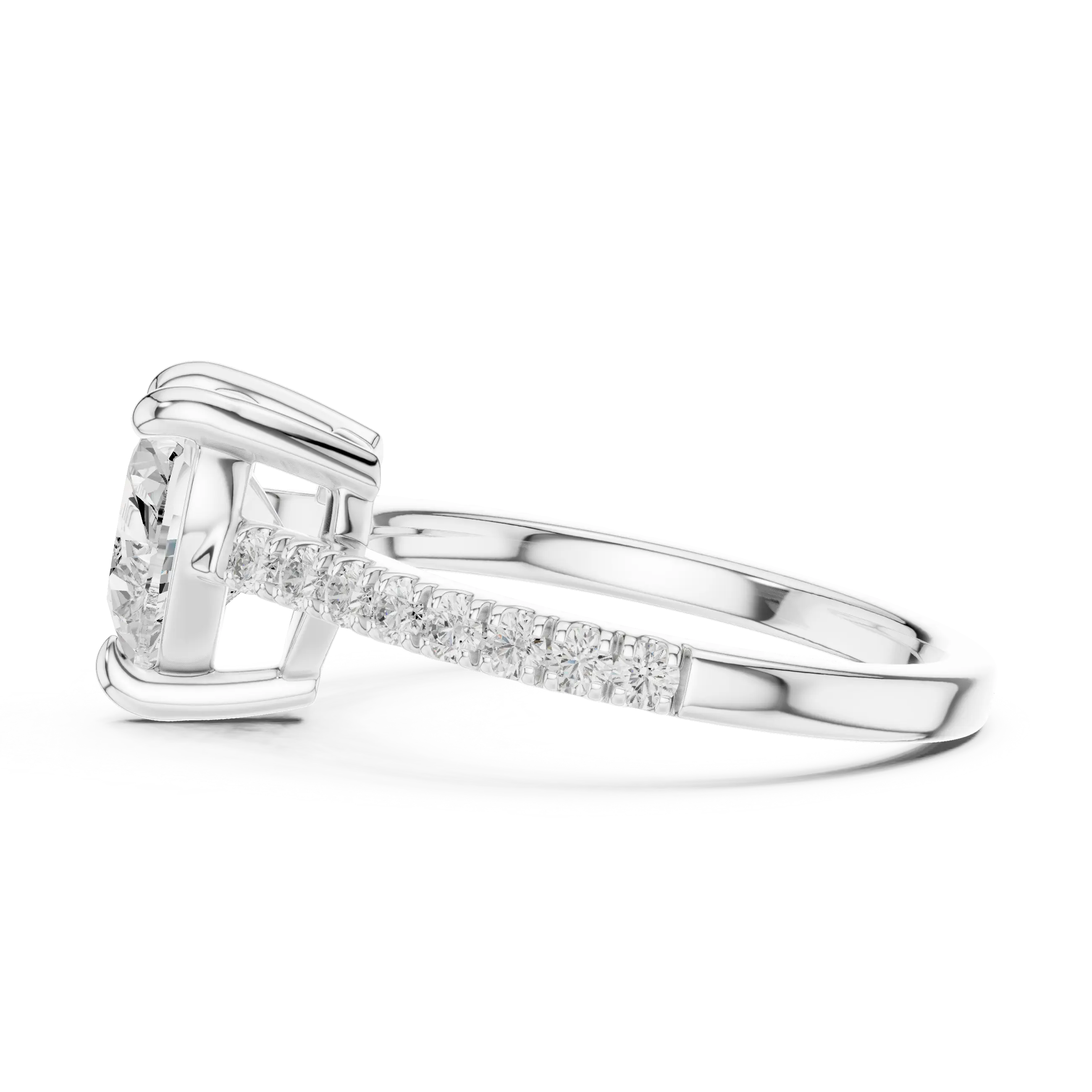 MJR088 - Heart Cut Solitaire Engagement Ring with Pavé Band