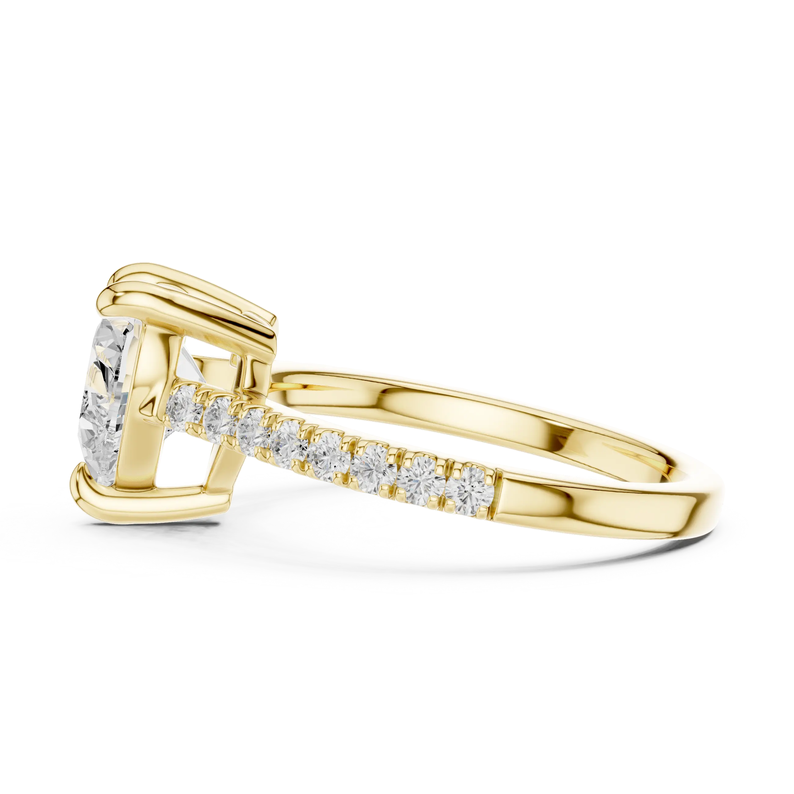 MJR088 - Heart Cut Solitaire Engagement Ring with Pavé Band