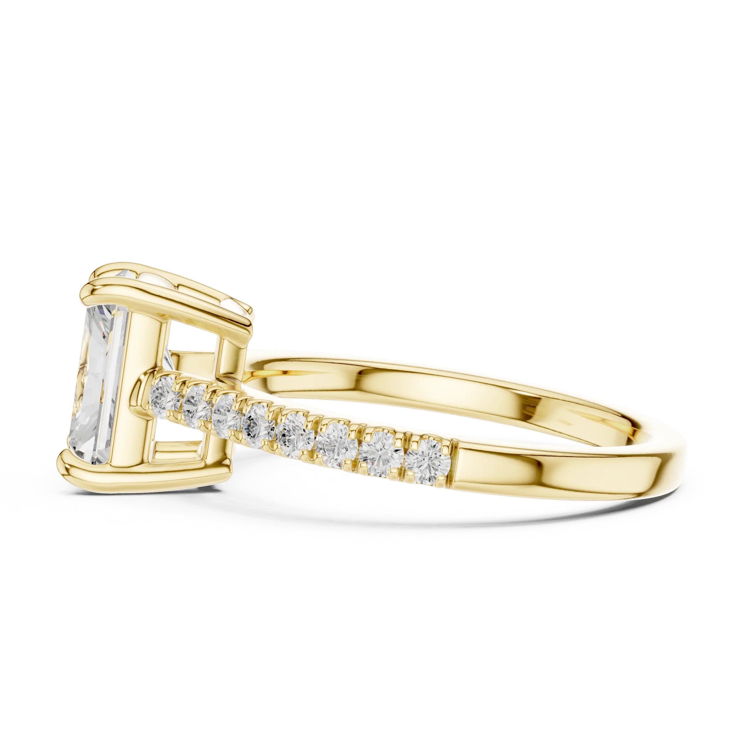 MJR090 - Radiant Cut Solitaire Engagement Ring with Pavé Band