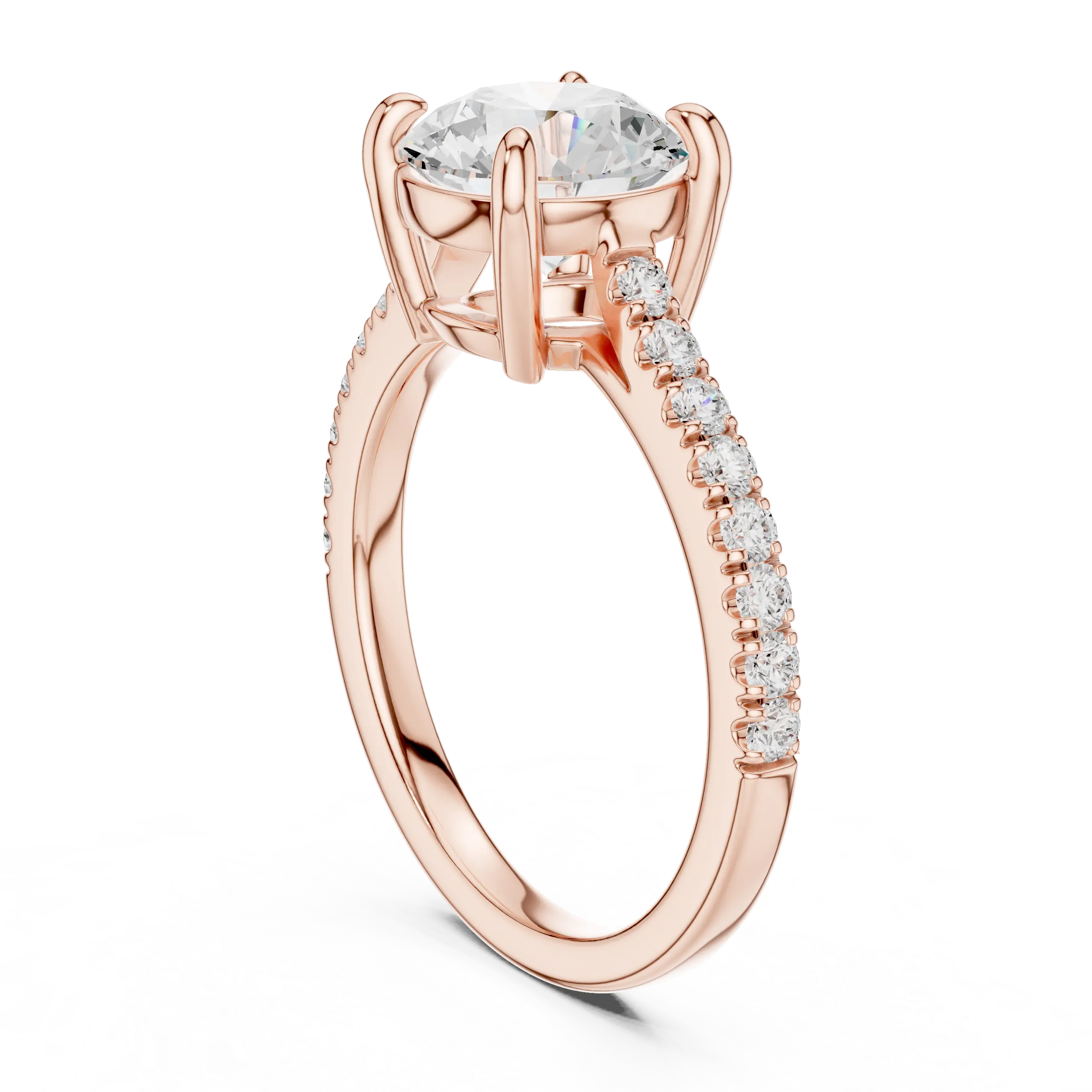 MJR092 - Classic Round Diamond Solitaire with Micro-Pavé Shank