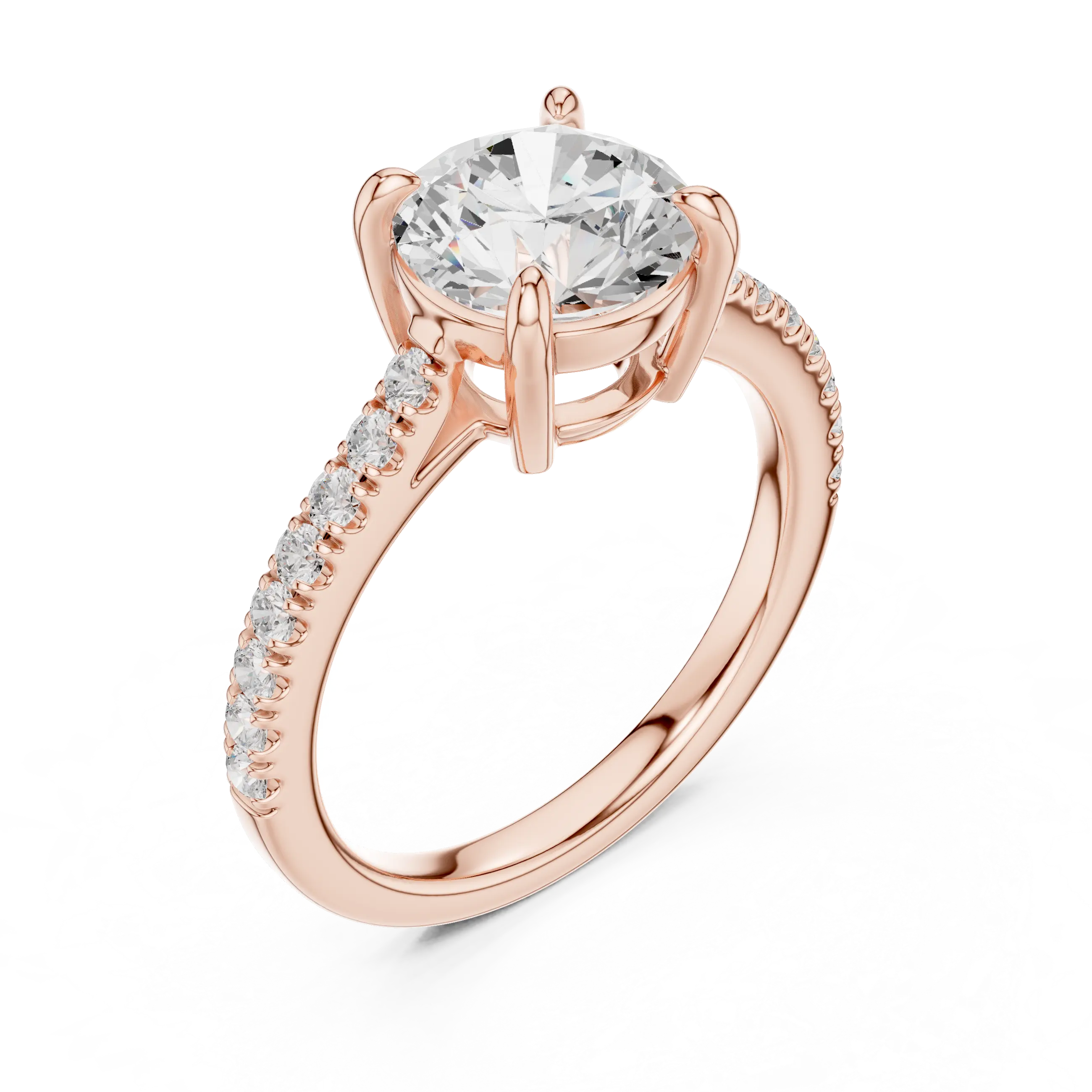 MJR092 - Classic Round Diamond Solitaire with Micro-Pavé Shank