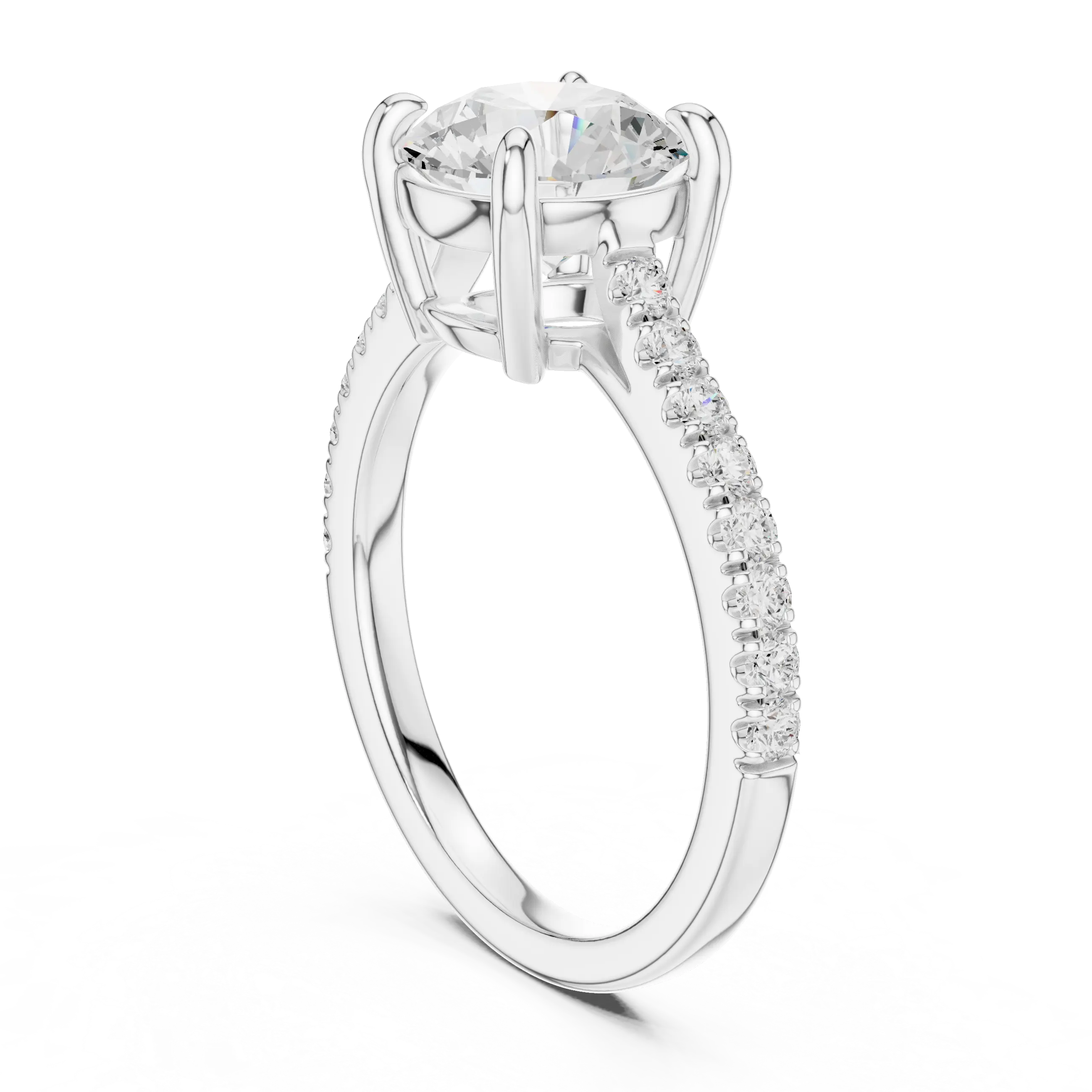 MJR092 - Classic Round Diamond Solitaire with Micro-Pavé Shank