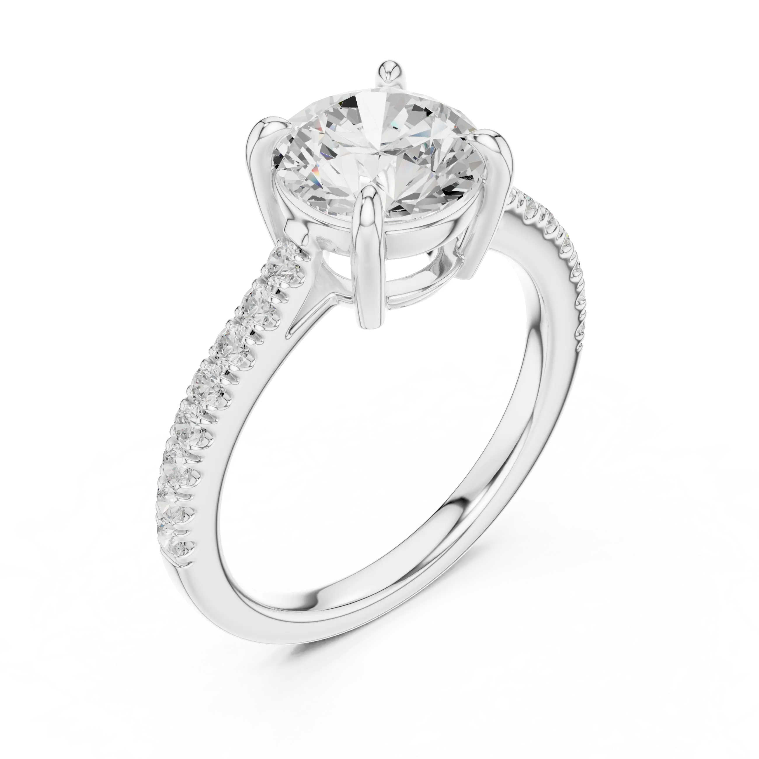 MJR092 - Classic Round Diamond Solitaire with Micro-Pavé Shank