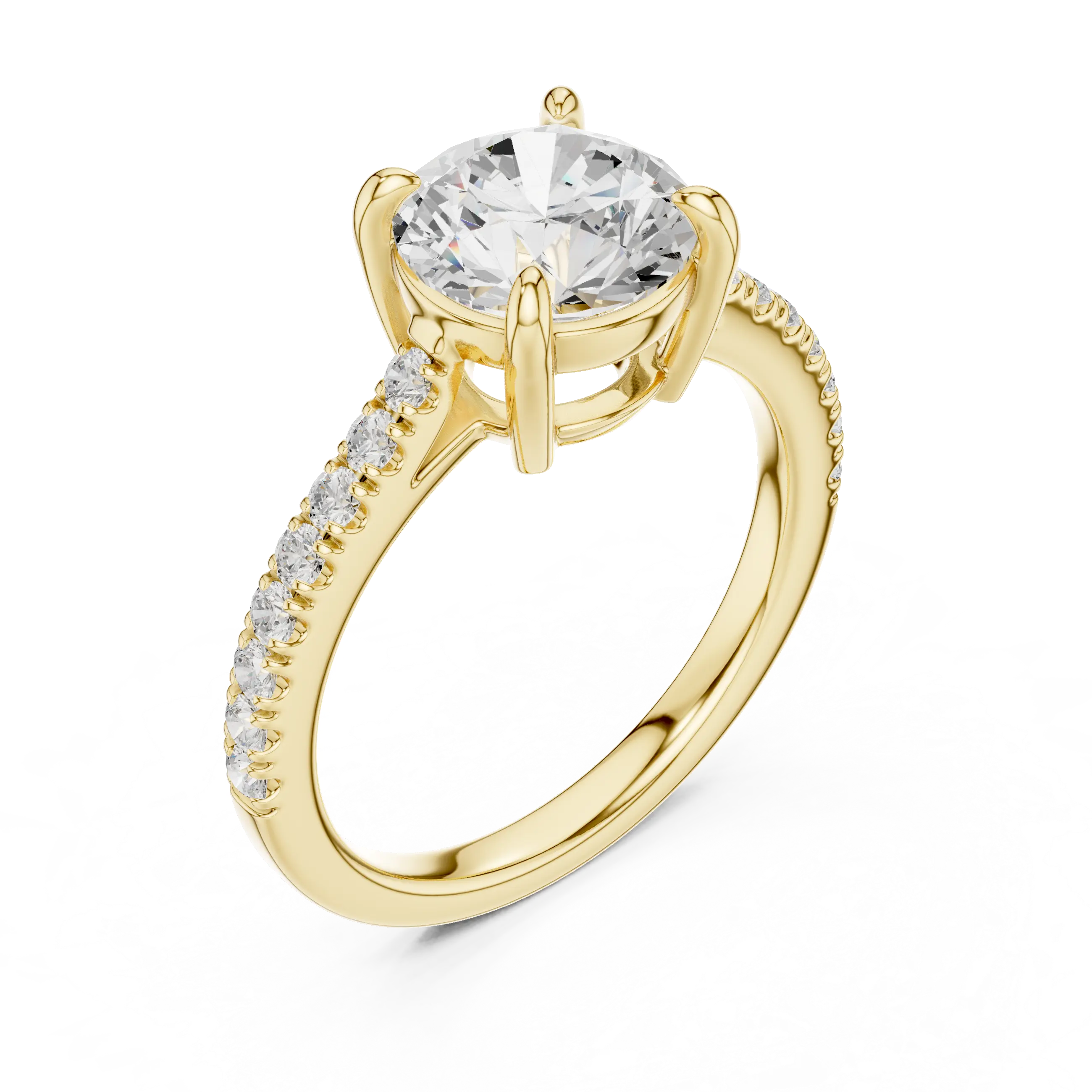 MJR092 - Classic Round Diamond Solitaire with Micro-Pavé Shank