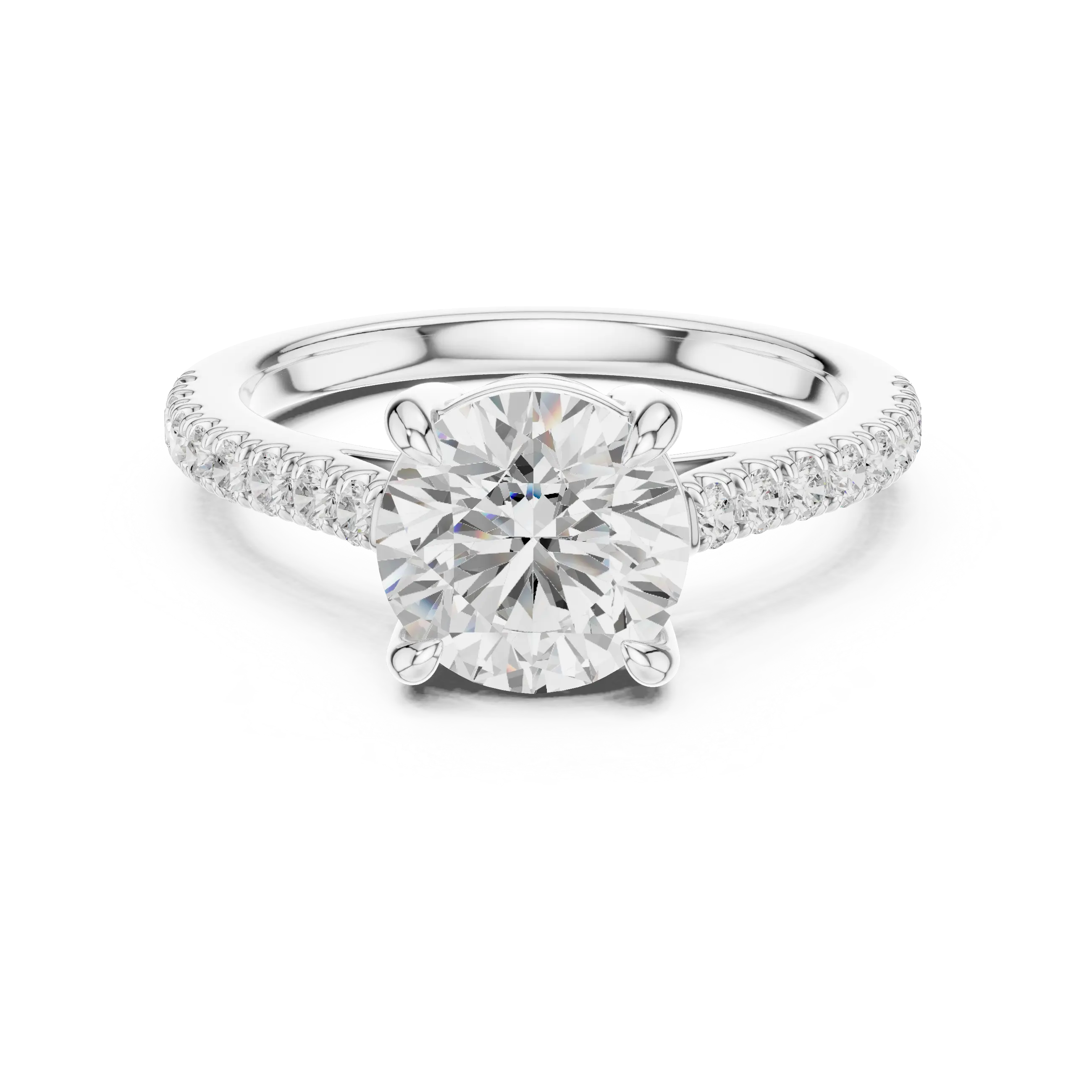 MJR092 - Classic Round Diamond Solitaire with Micro-Pavé Shank