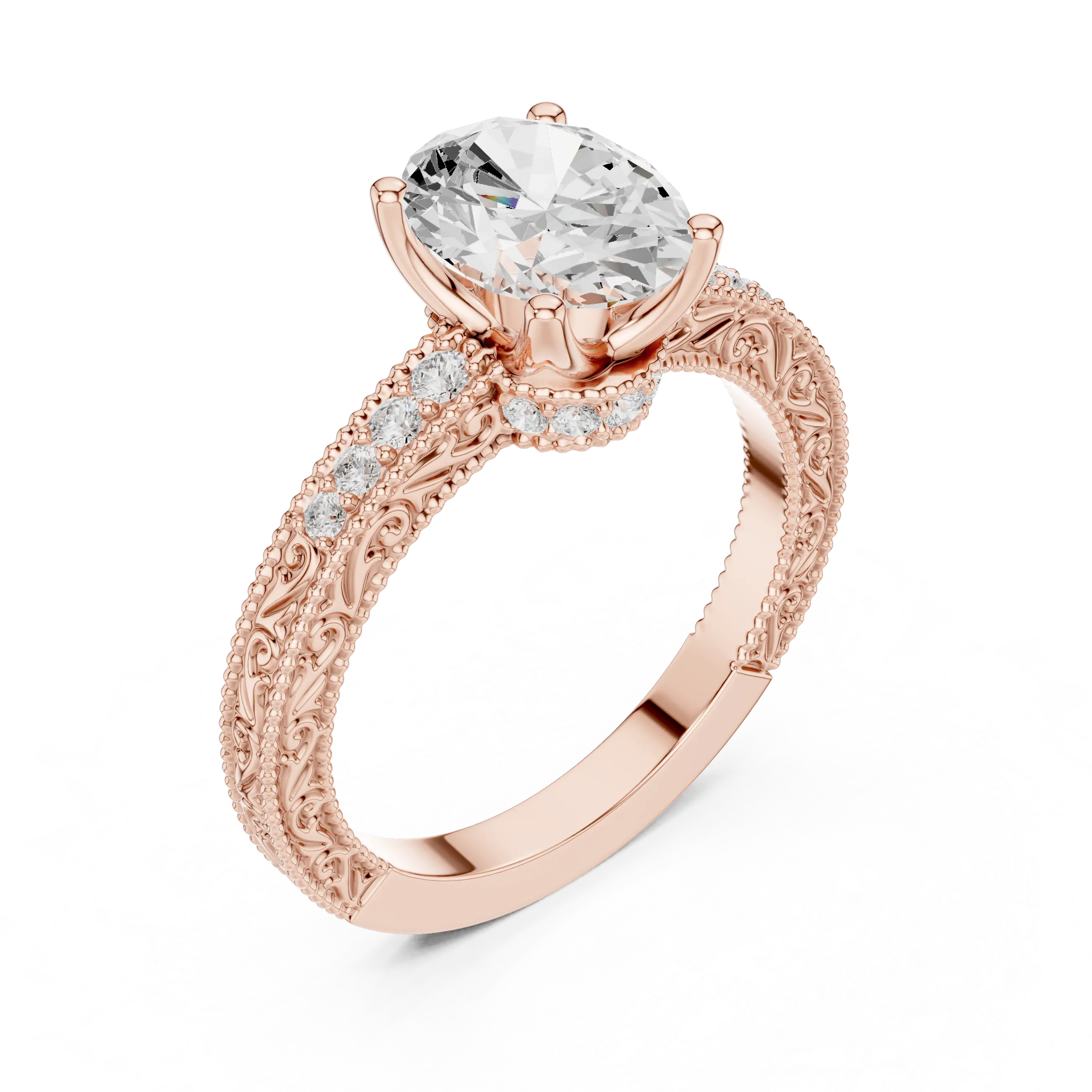 MJA016 - Oval Cut Vintage Style Solitaire Ring