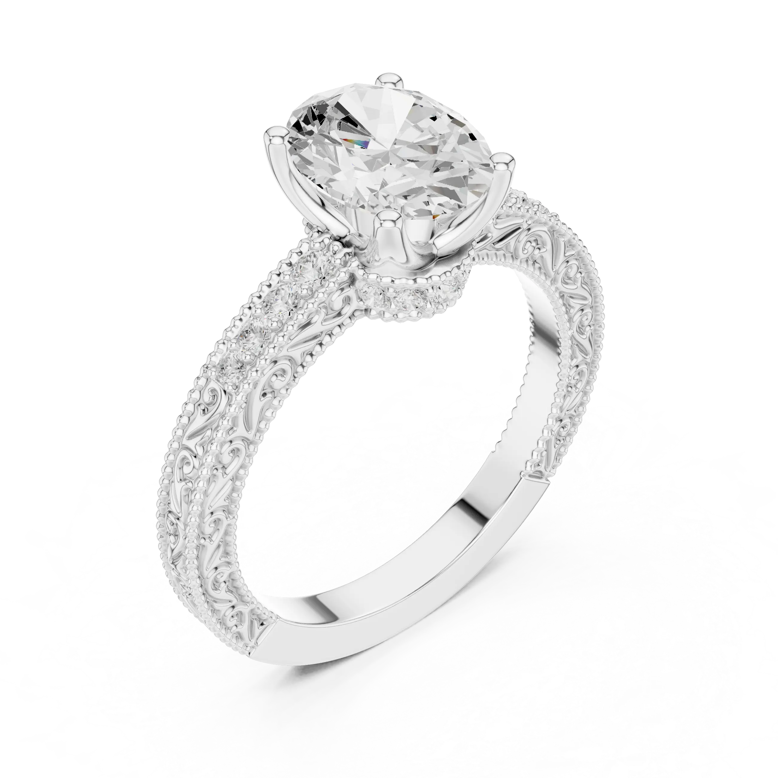 MJA016 - Oval Cut Vintage Style Solitaire Ring
