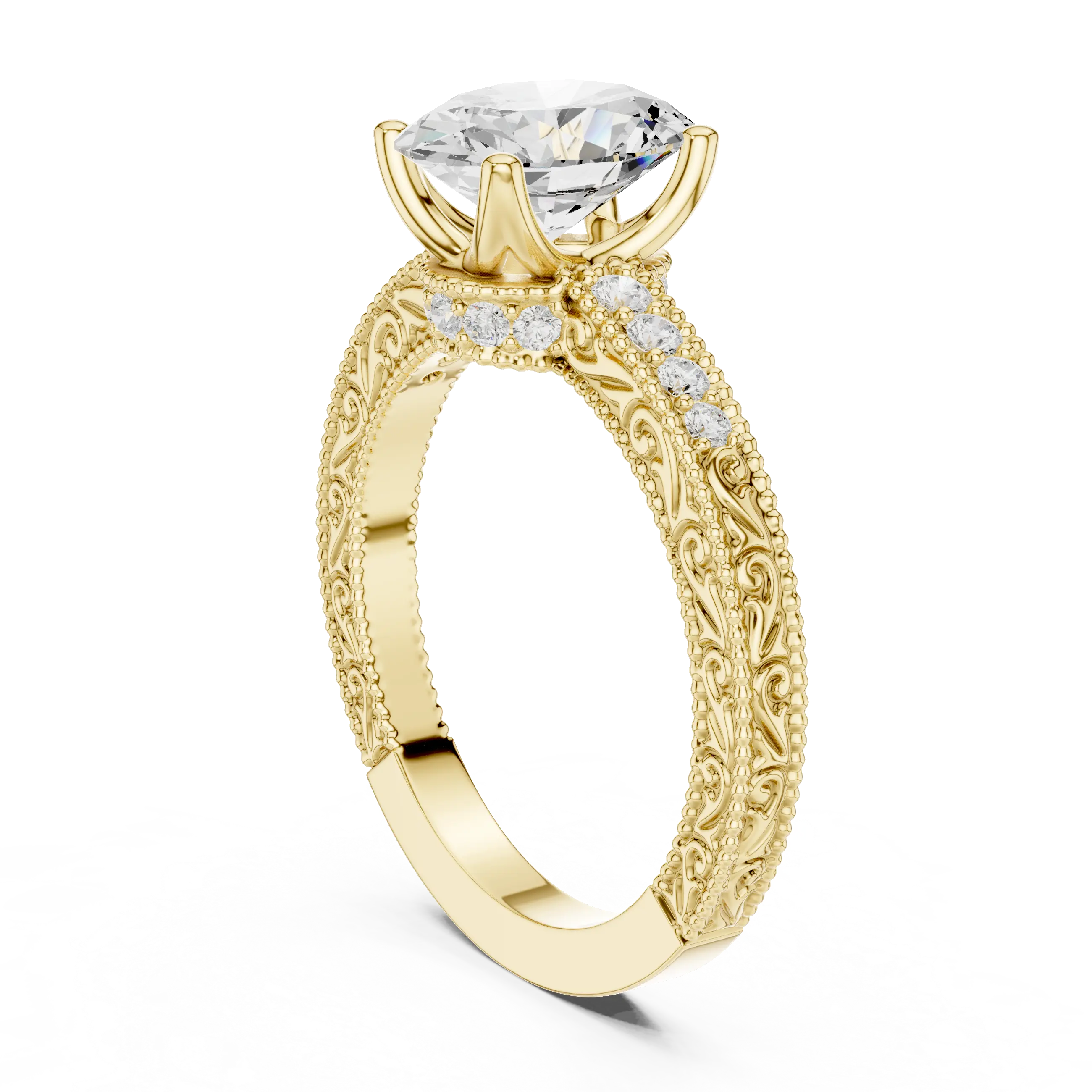 MJA016 - Oval Cut Vintage Style Solitaire Ring
