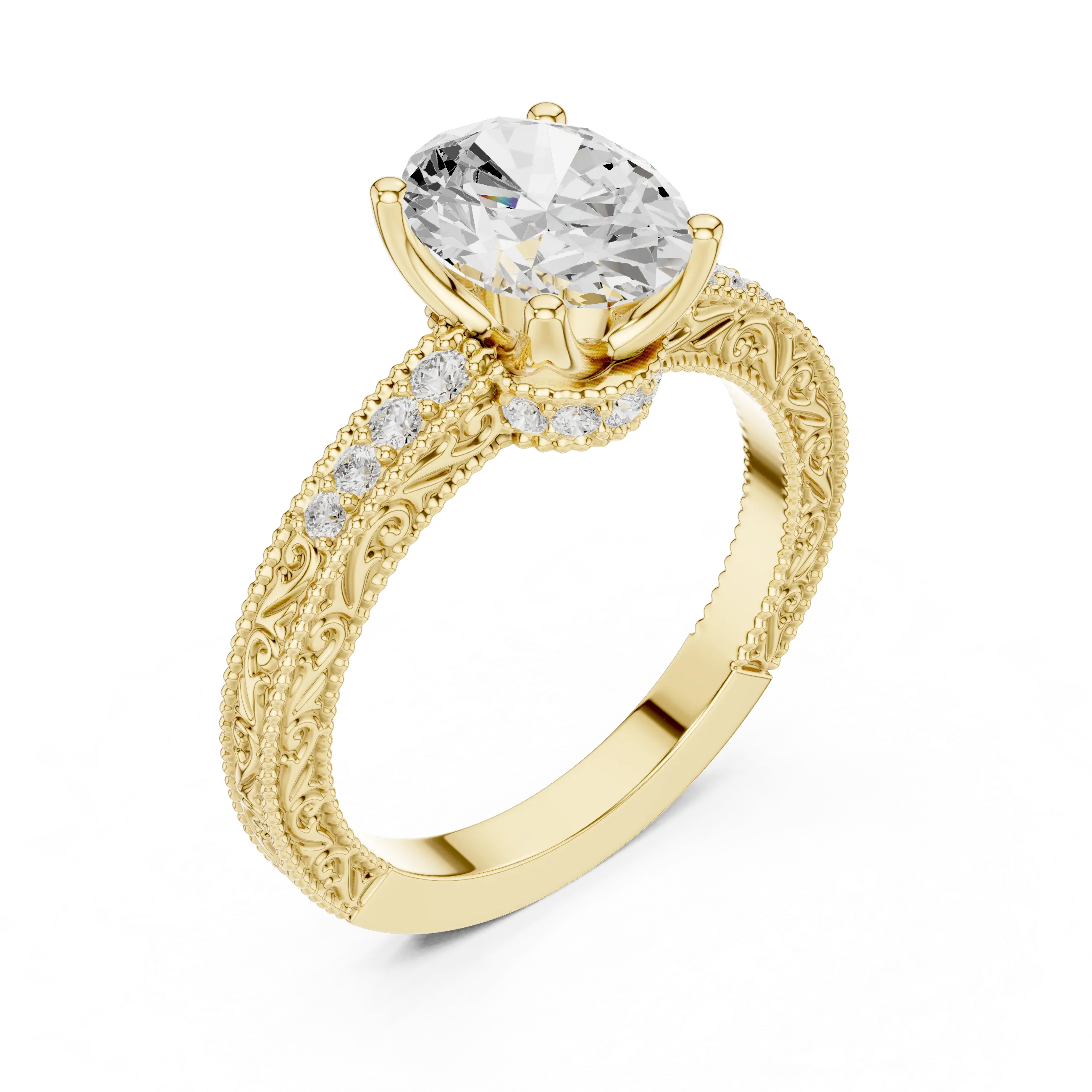 MJA016 - Oval Cut Vintage Style Solitaire Ring