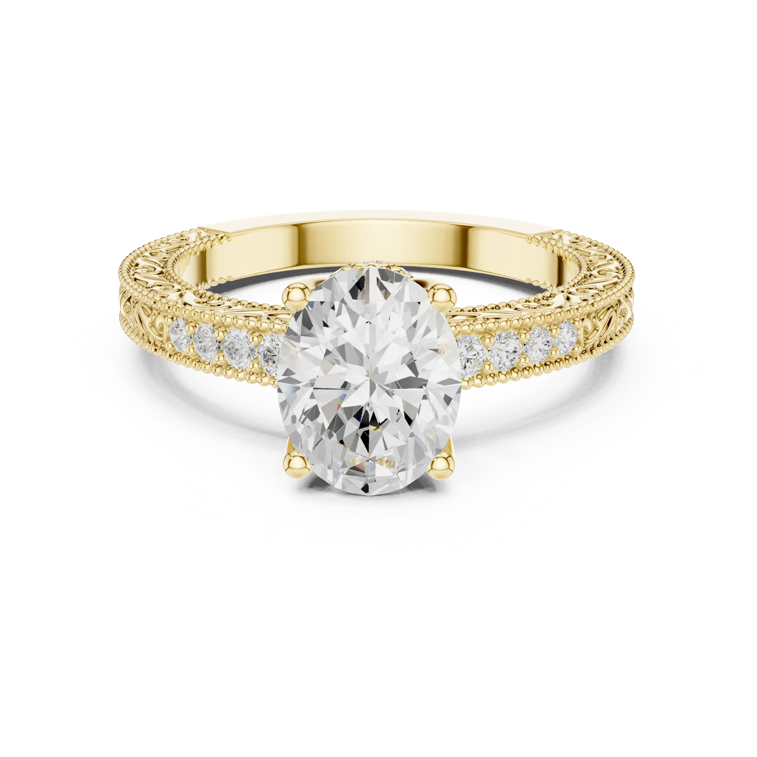 MJA016 - Oval Cut Vintage Style Solitaire Ring