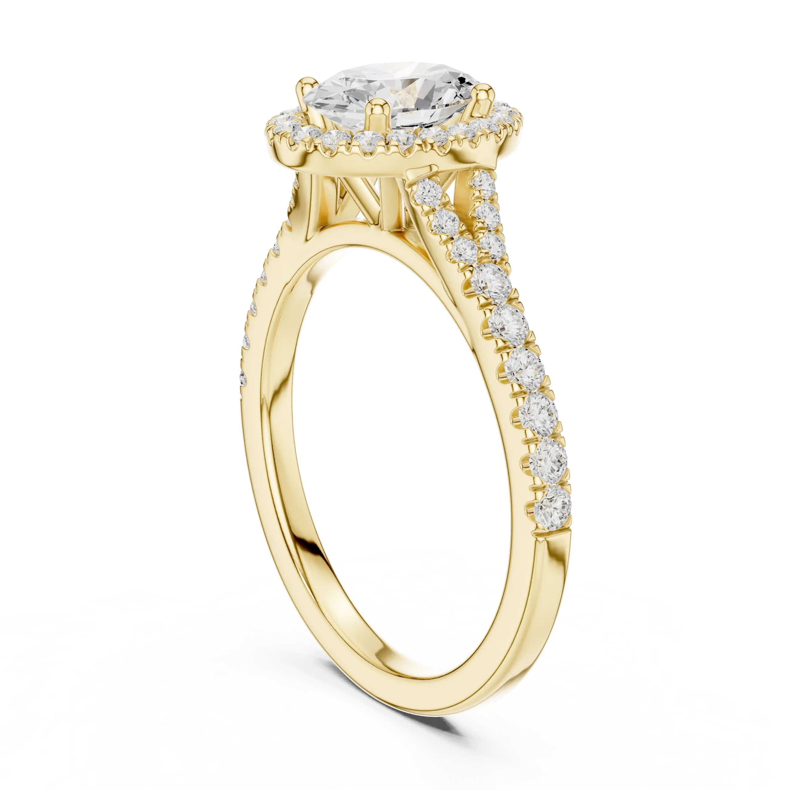 MJR094 - Oval Halo Split Shank Band Ring with Fine Pavé Setting