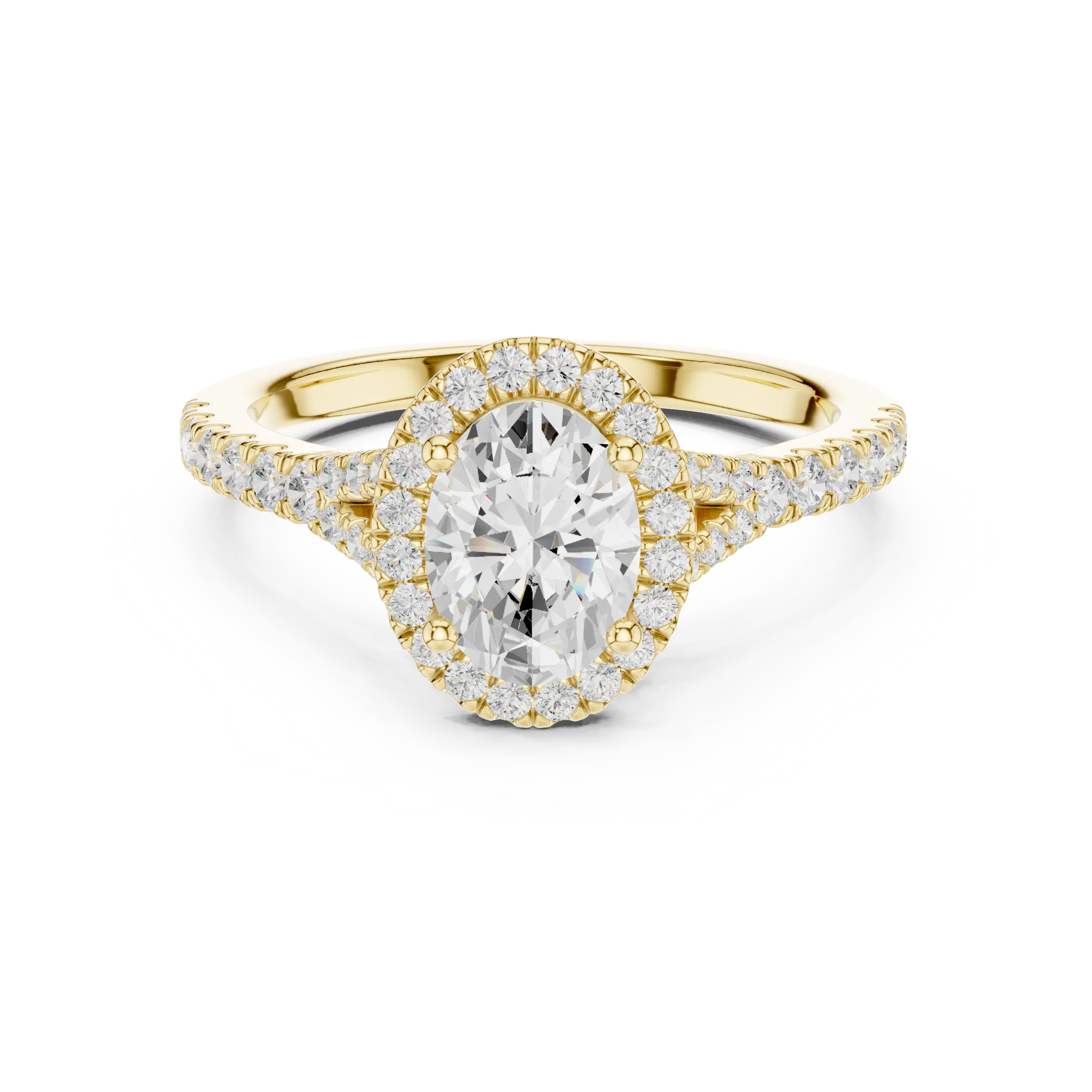 MJR094 - Oval Halo Split Shank Band Ring with Fine Pavé Setting