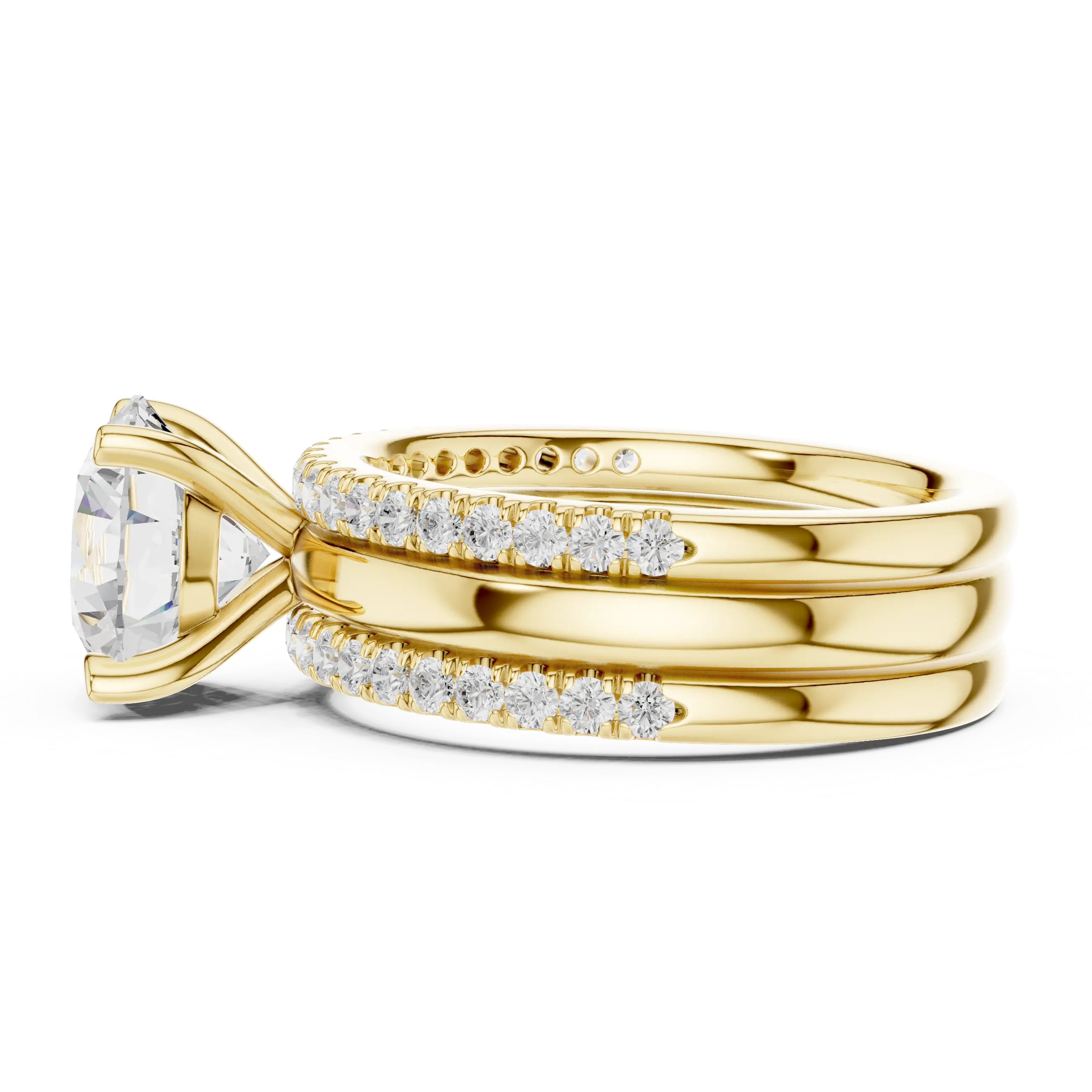 MJR098 - Round Center Stone Solitaire with Double Pavé Borders
