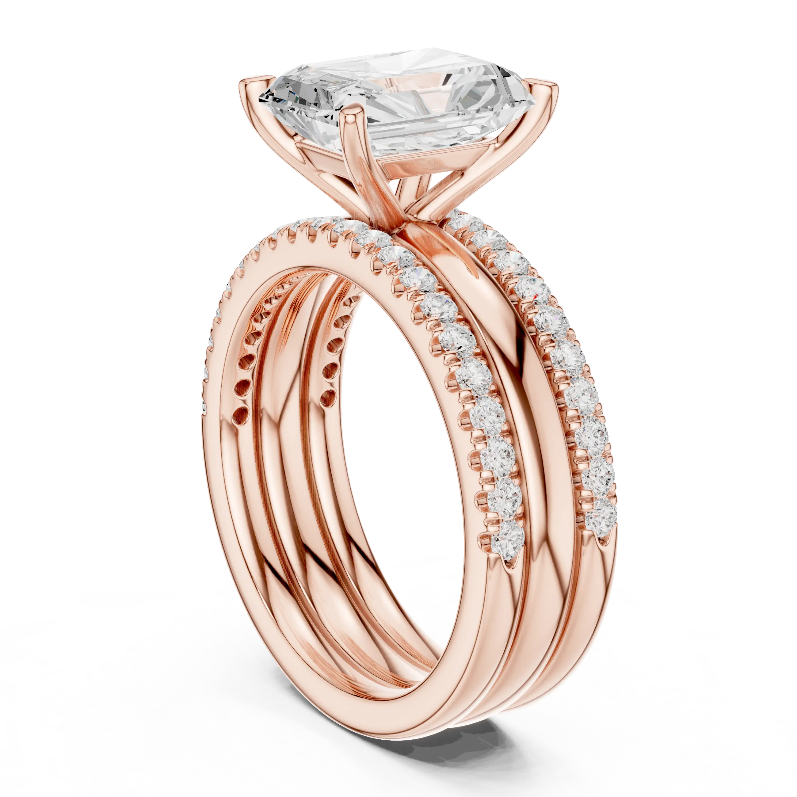 MJR099 - Radiant Cut Engagement Ring featuring Dual Pavé Edges
