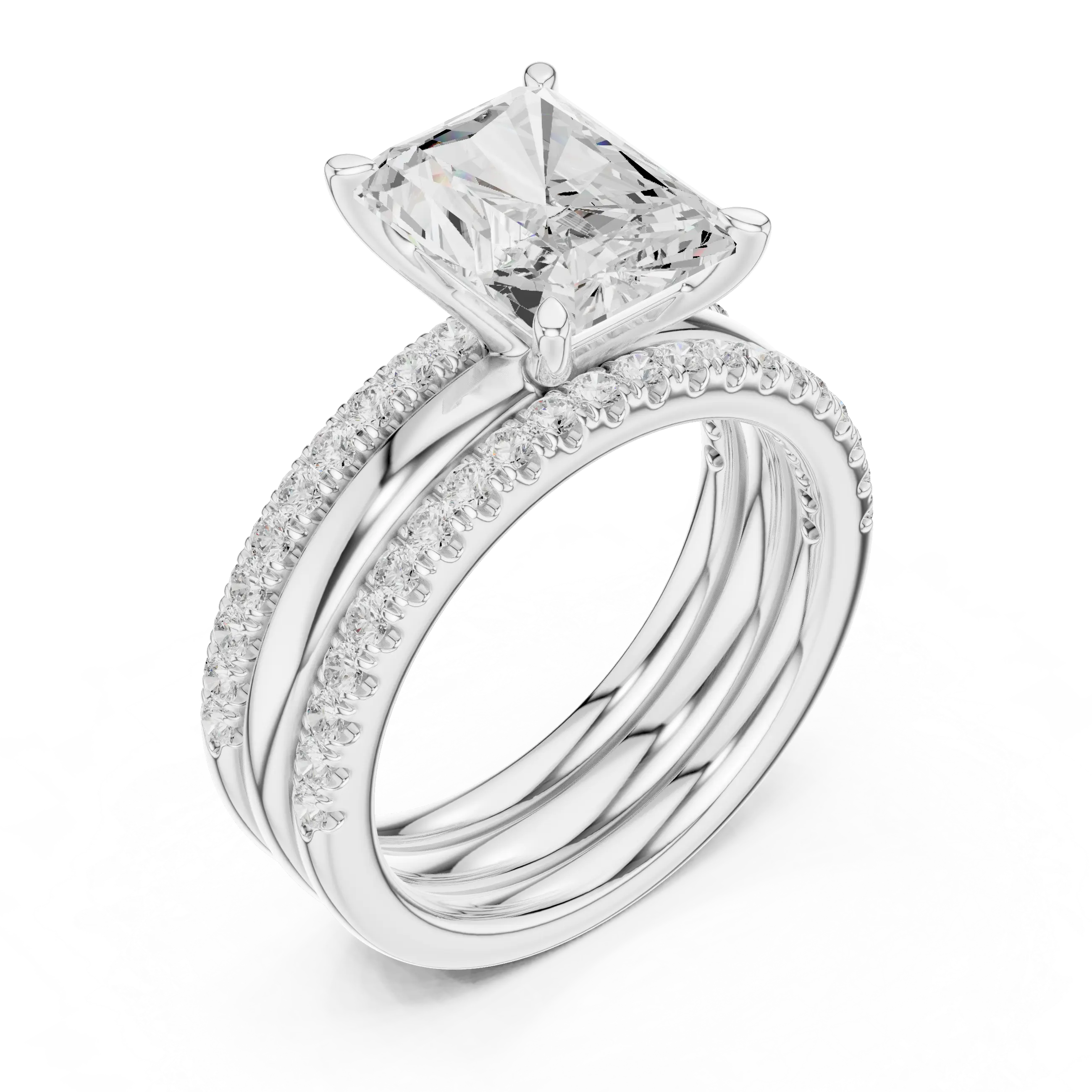 MJR099 - Radiant Cut Engagement Ring featuring Dual Pavé Edges