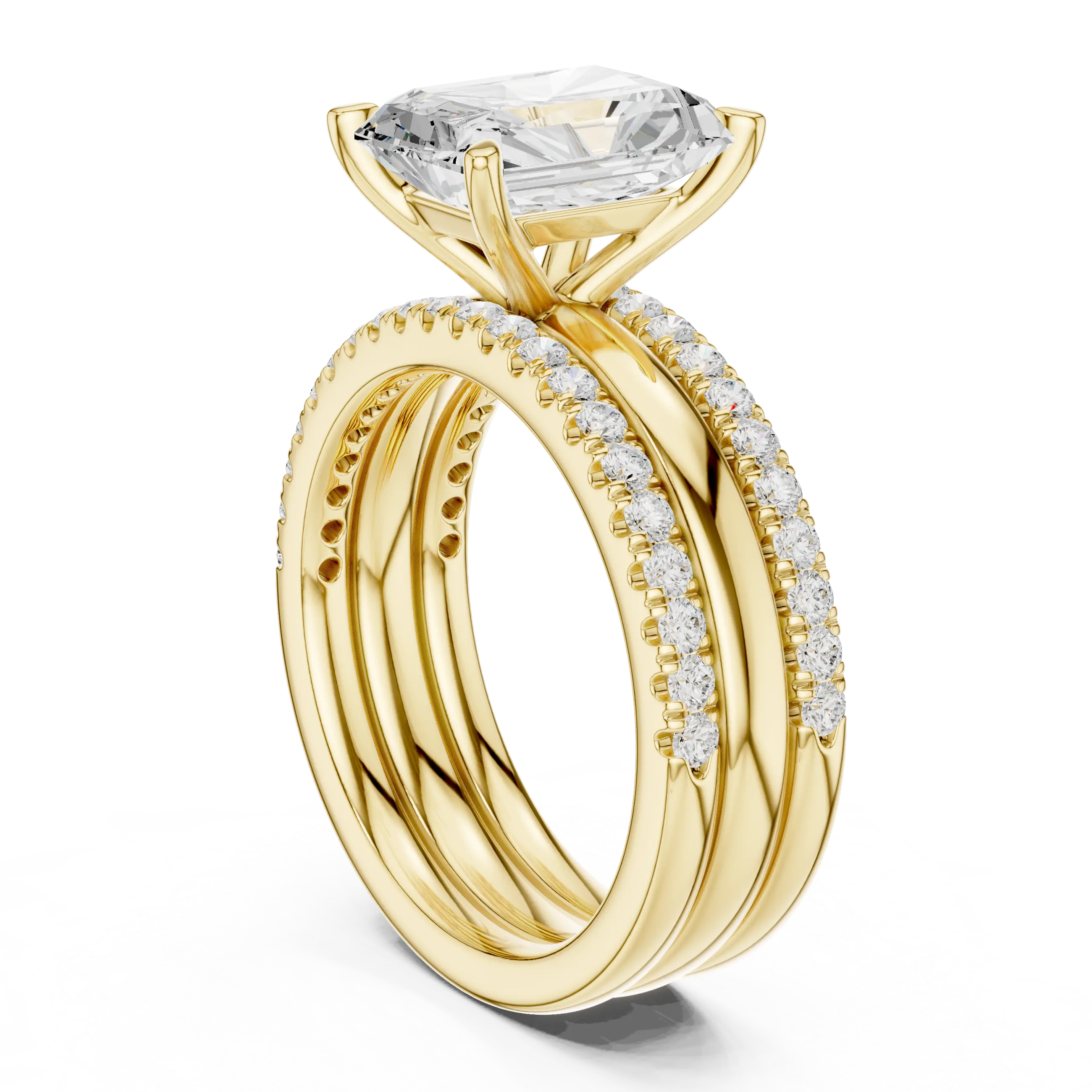 MJR099 - Radiant Cut Engagement Ring featuring Dual Pavé Edges