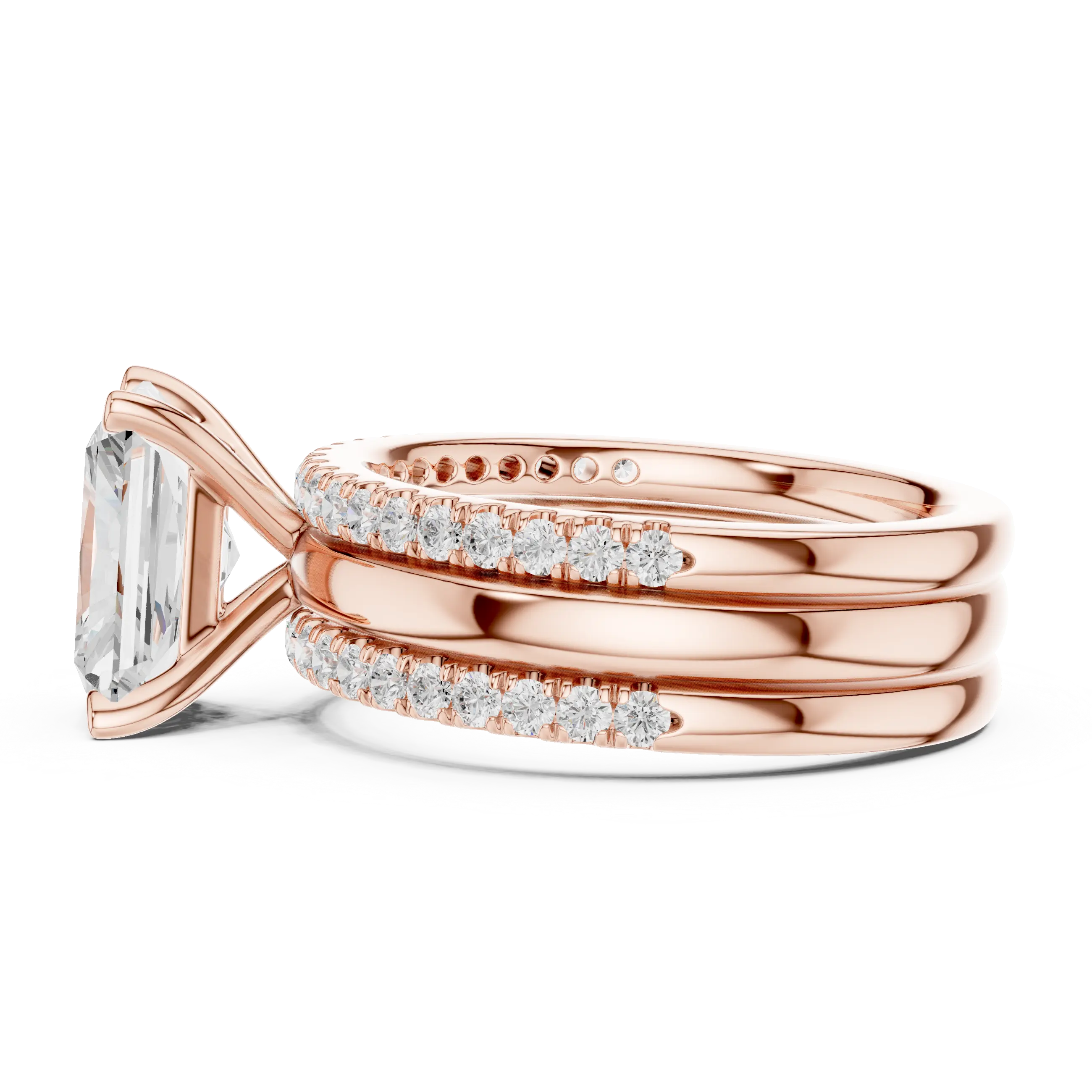 MJR099 - Radiant Cut Engagement Ring featuring Dual Pavé Edges
