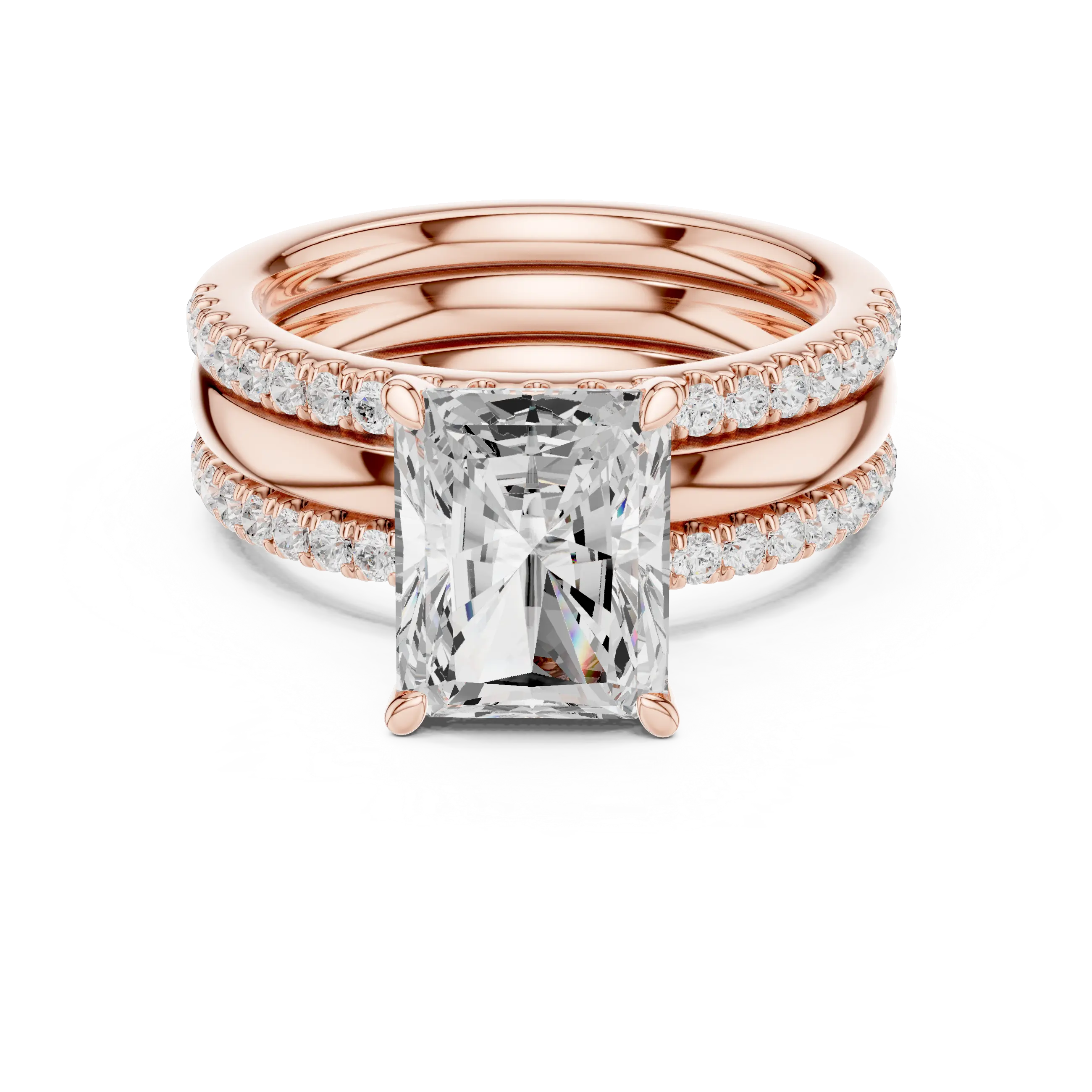 MJR099 - Radiant Cut Engagement Ring featuring Dual Pavé Edges