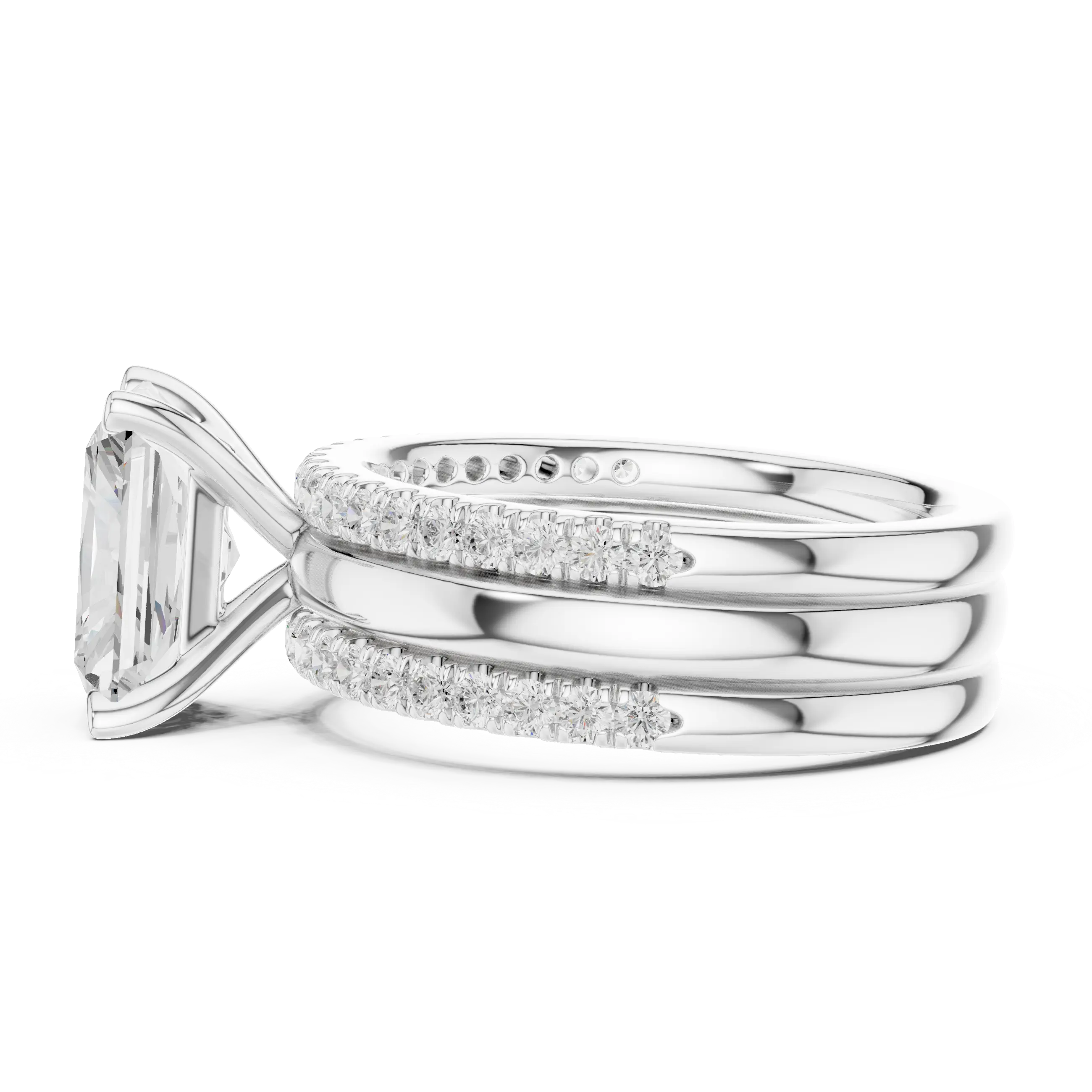 MJR099 - Radiant Cut Engagement Ring featuring Dual Pavé Edges