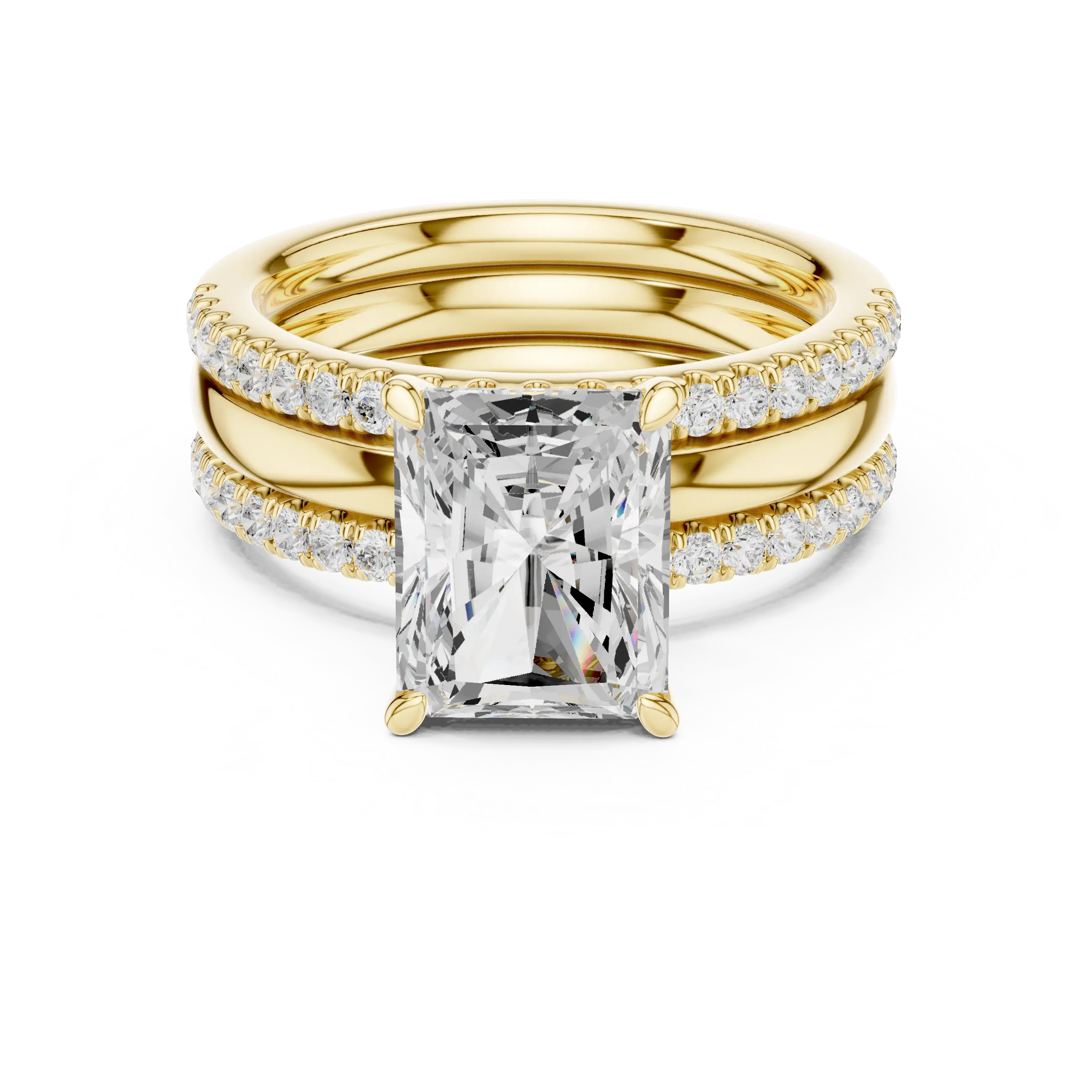 MJR099 - Radiant Cut Engagement Ring featuring Dual Pavé Edges