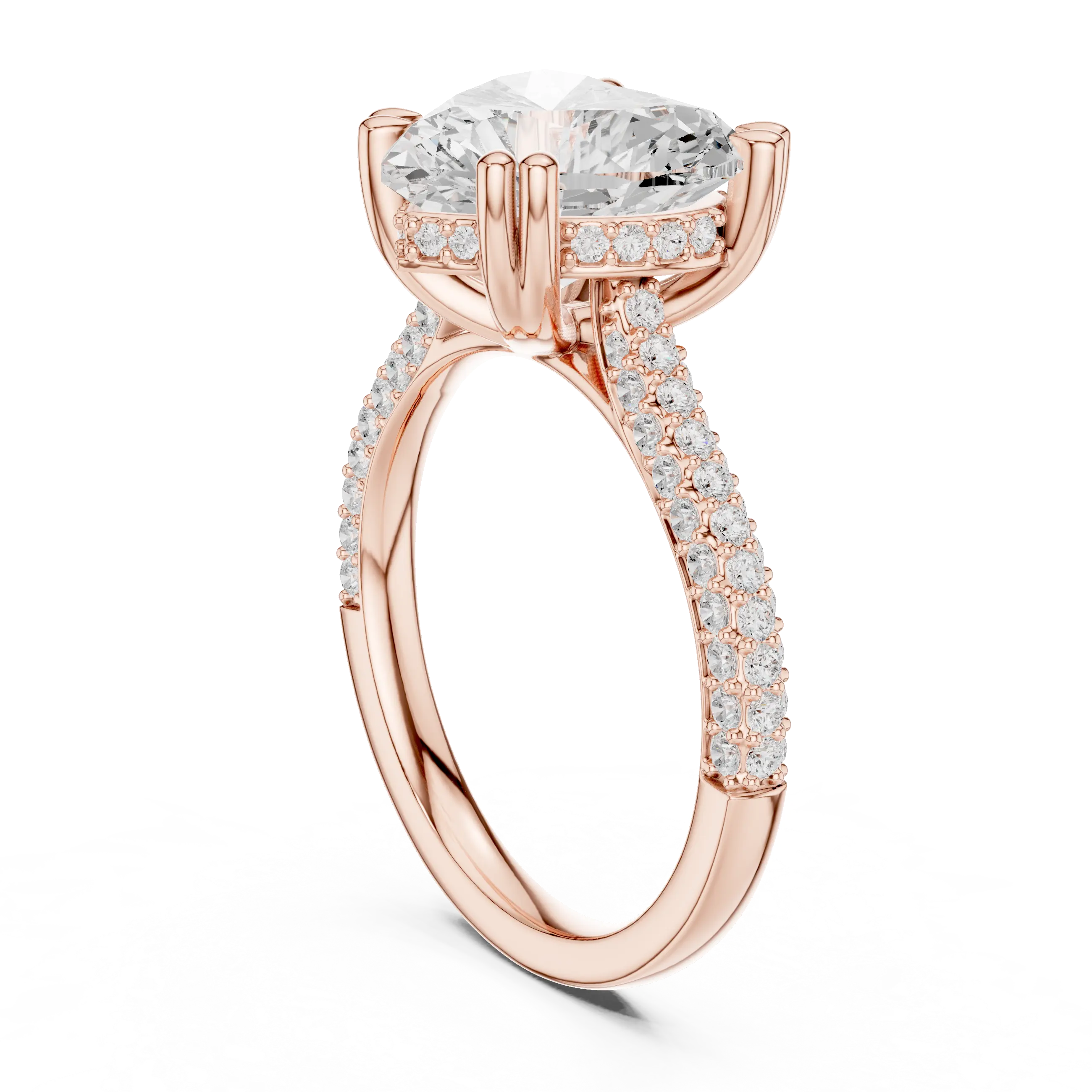 MJR0100 - Heart Shape Engagement Ring with Hidden Sparkle Collar