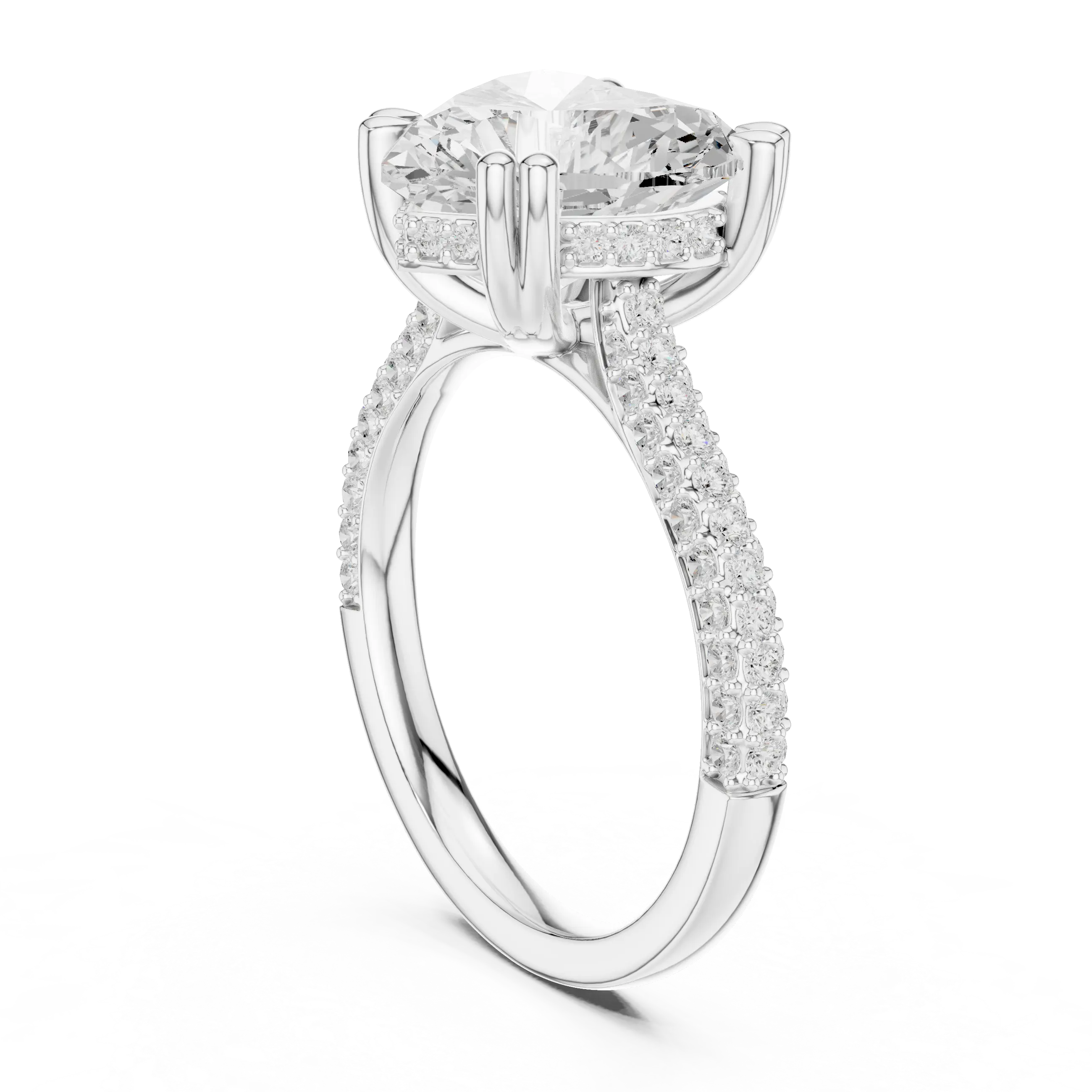 MJR0100 - Heart Shape Engagement Ring with Hidden Sparkle Collar