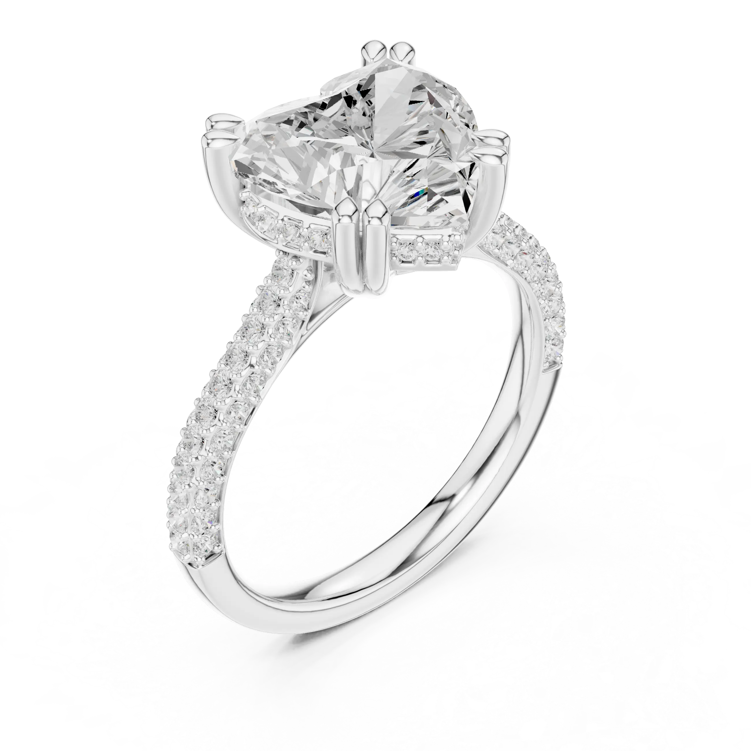 MJR0100 - Heart Shape Engagement Ring with Hidden Sparkle Collar