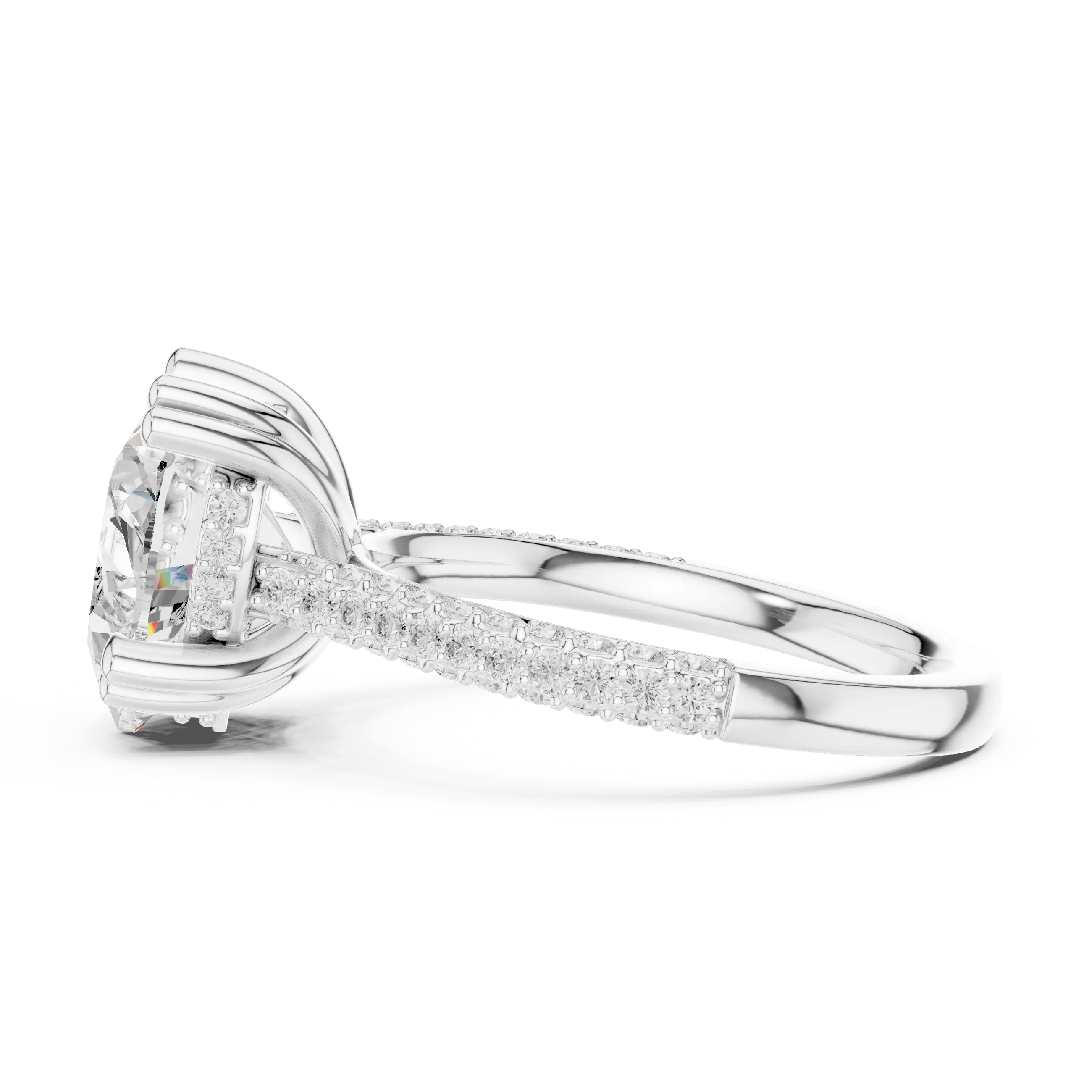 MJR0100 - Heart Shape Engagement Ring with Hidden Sparkle Collar