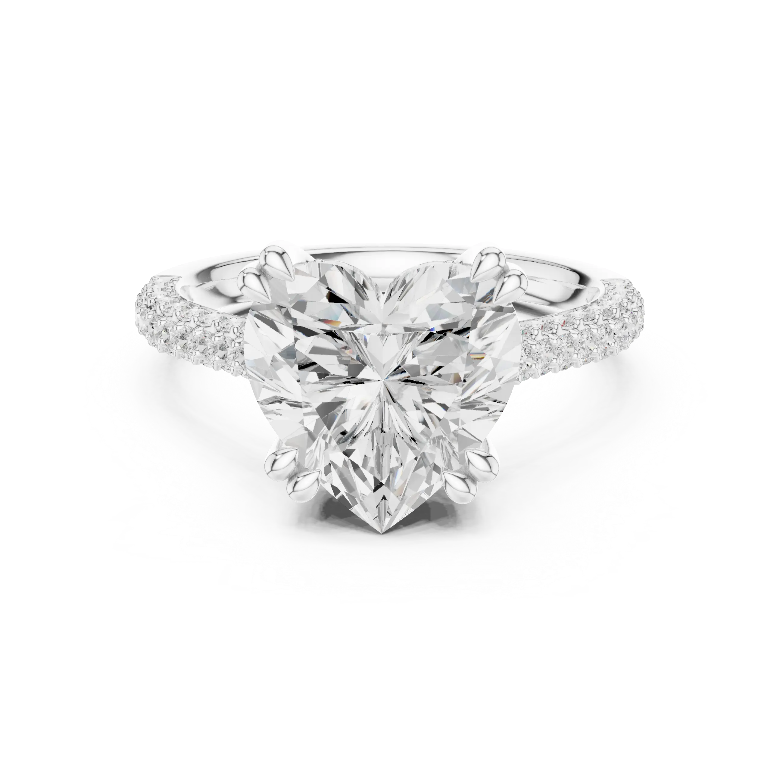 MJR0100 - Heart Shape Engagement Ring with Hidden Sparkle Collar