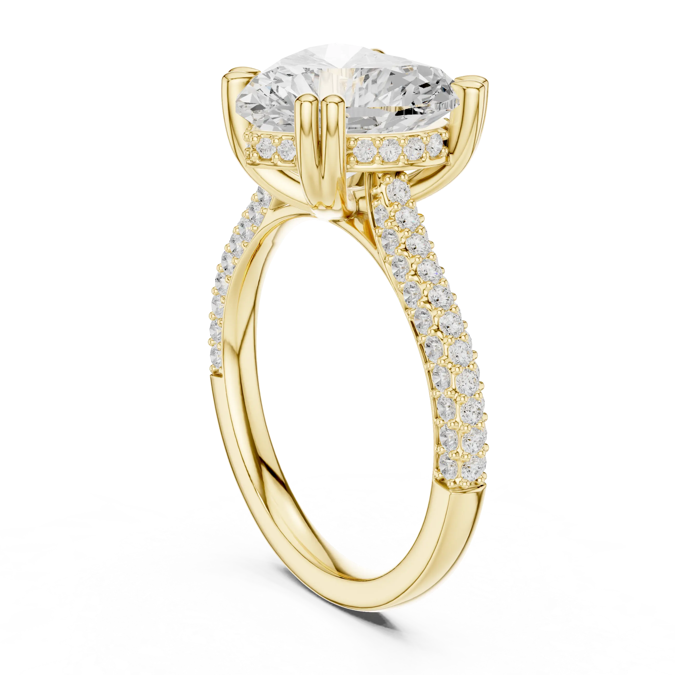 MJR0100 - Heart Shape Engagement Ring with Hidden Sparkle Collar