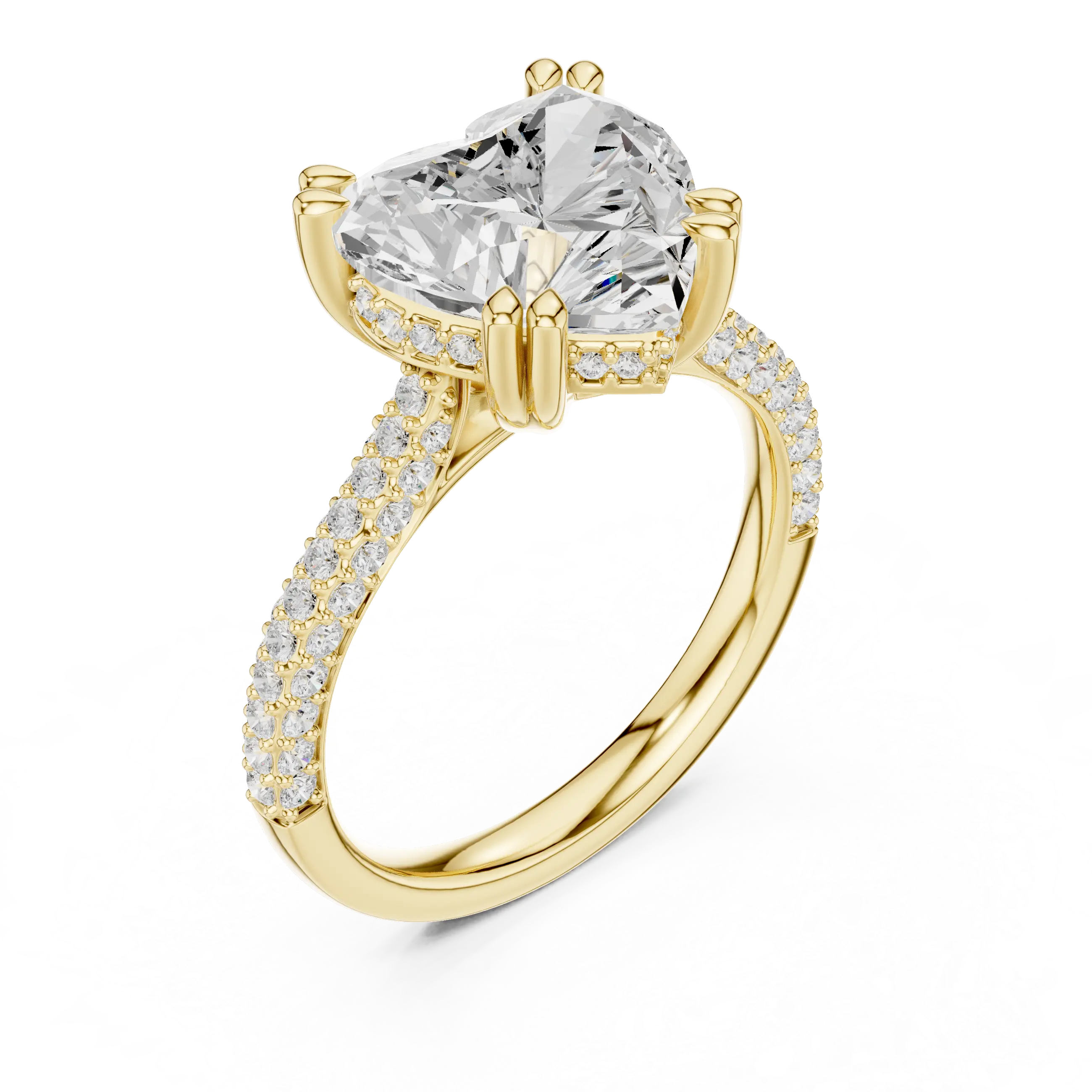 MJR0100 - Heart Shape Engagement Ring with Hidden Sparkle Collar