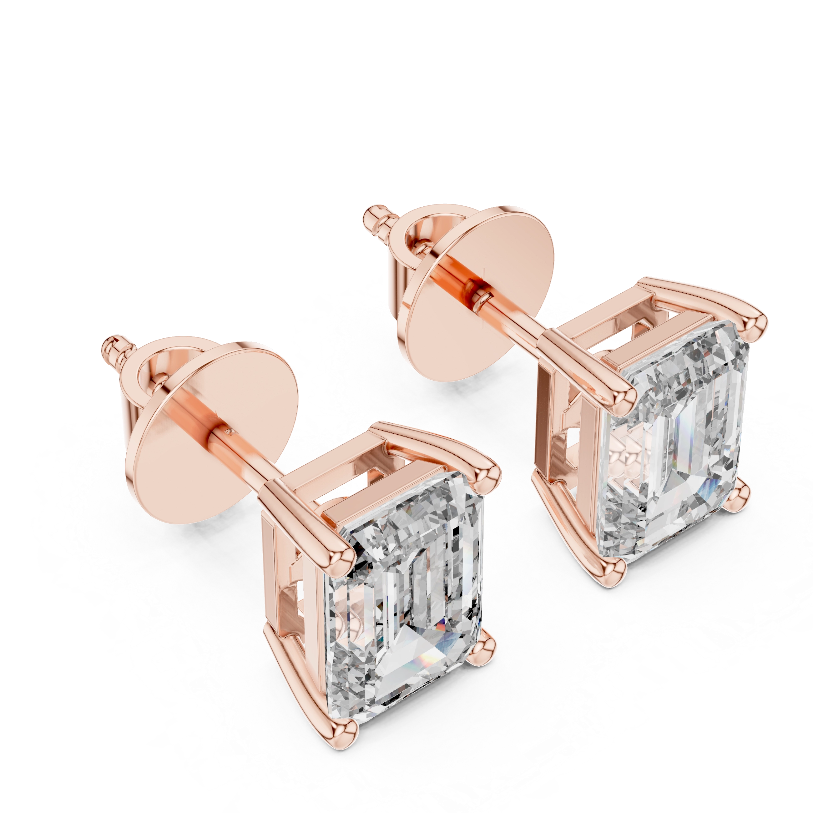 MJER06 - Emerald Cut Solitaire Stud Earrings