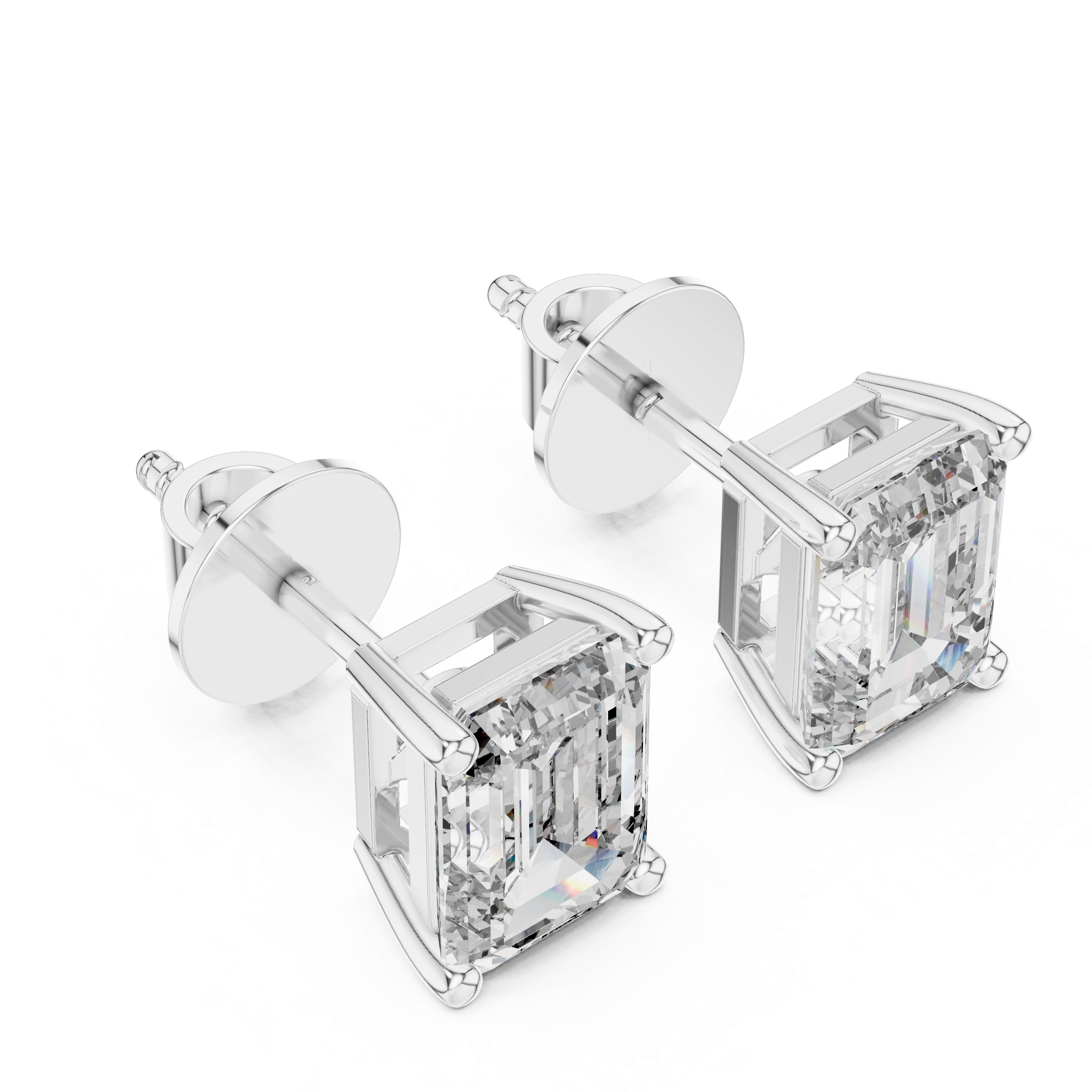 MJER06 - Emerald Cut Solitaire Stud Earrings