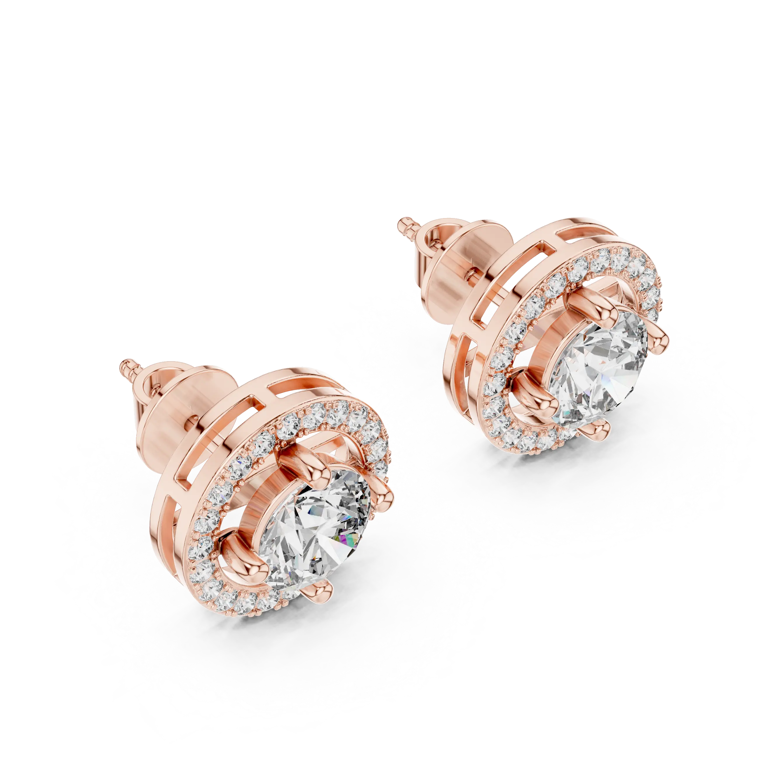 MJER07 - Round Cut Floating Halo Studs