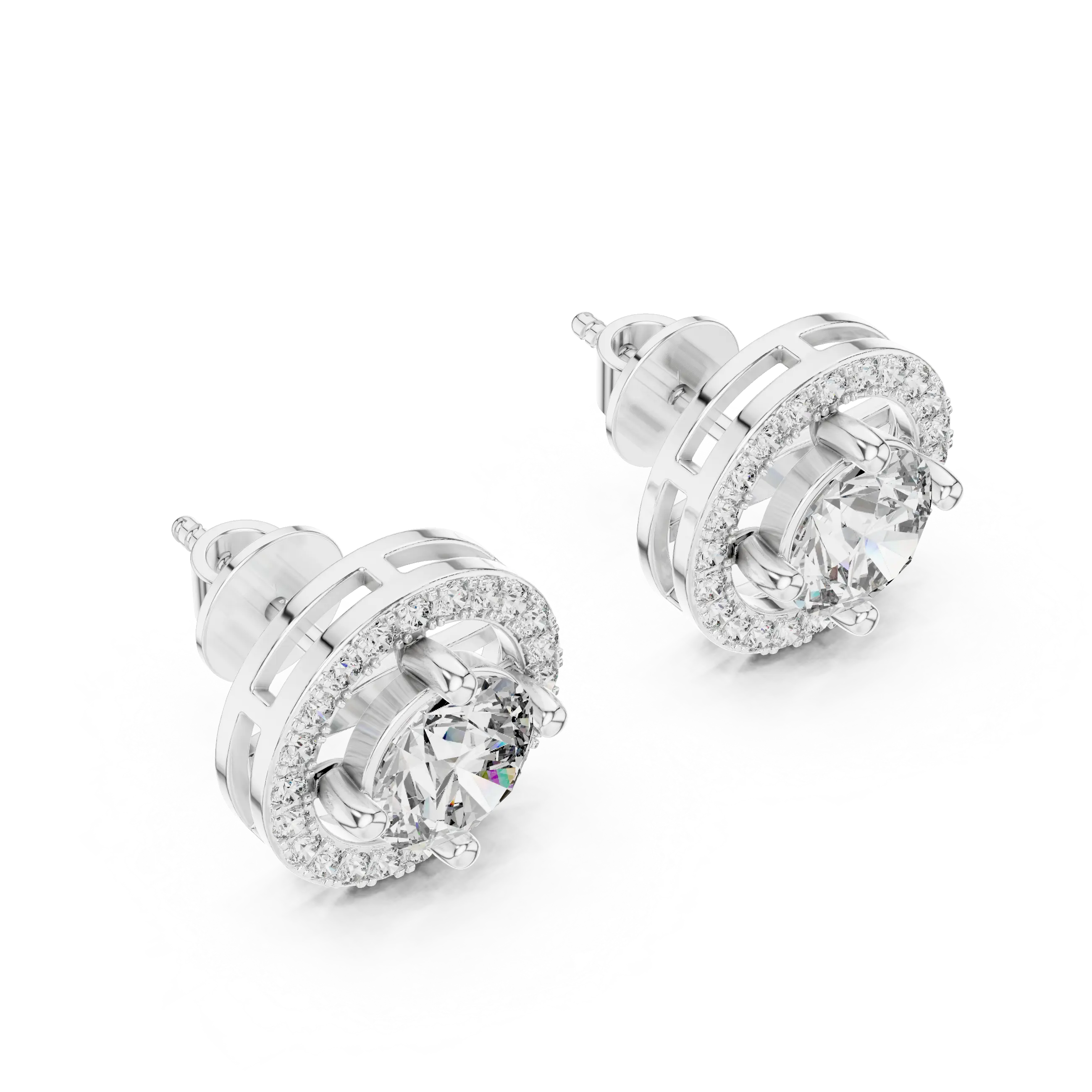 MJER07 - Round Cut Floating Halo Studs